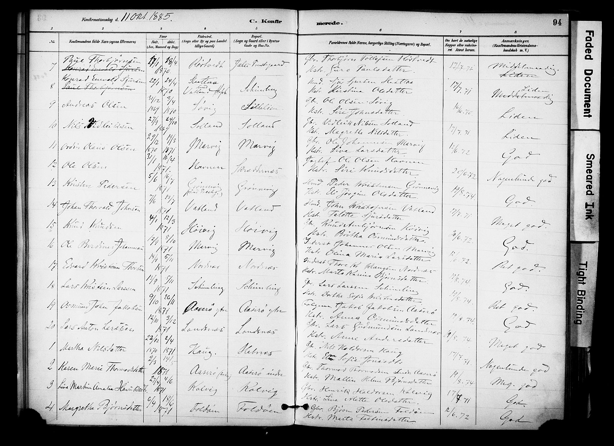 Jelsa sokneprestkontor, AV/SAST-A-101842/01/IV: Parish register (official) no. A 10, 1884-1906, p. 94