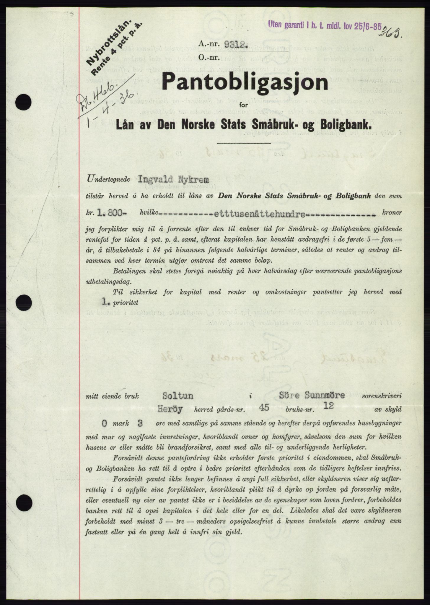 Søre Sunnmøre sorenskriveri, AV/SAT-A-4122/1/2/2C/L0060: Mortgage book no. 54, 1935-1936, Deed date: 01.04.1936