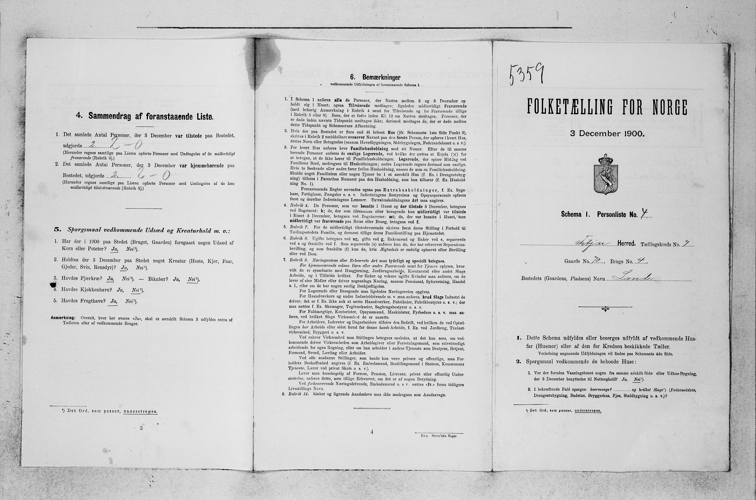 SAB, 1900 census for Fitjar, 1900, p. 750