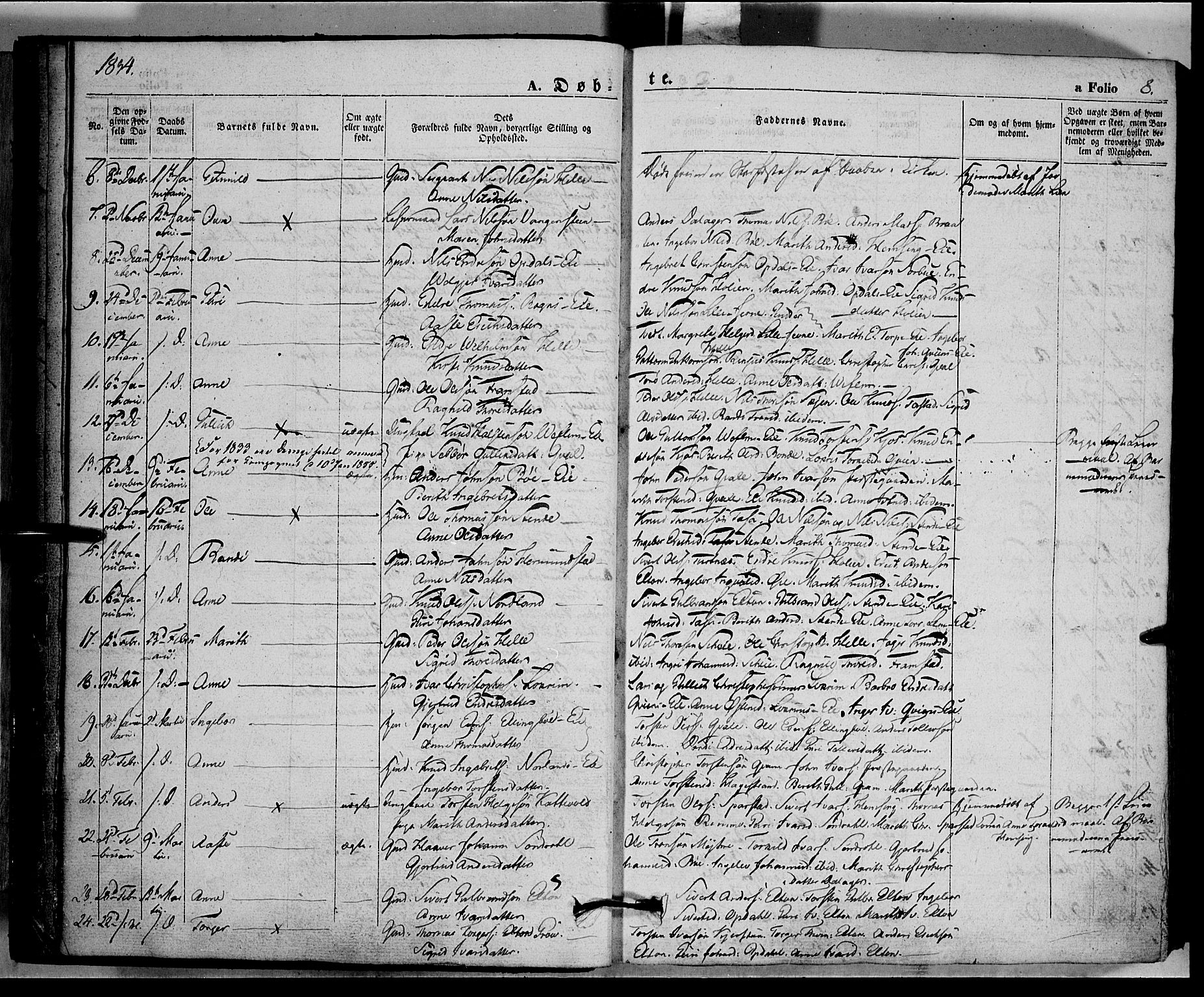 Vang prestekontor, Valdres, SAH/PREST-140/H/Ha/L0005: Parish register (official) no. 5, 1831-1845, p. 8