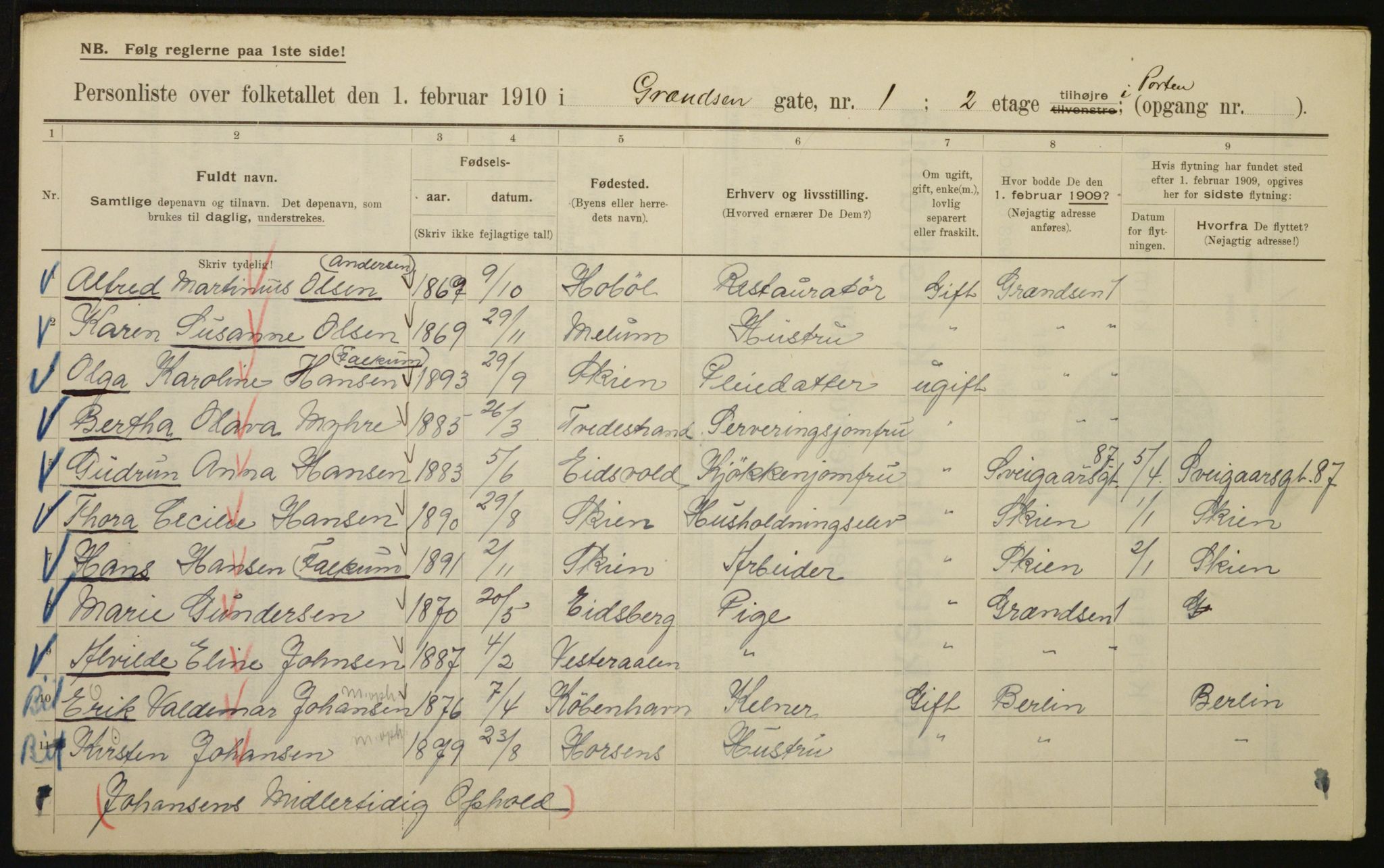 OBA, Municipal Census 1910 for Kristiania, 1910, p. 28218