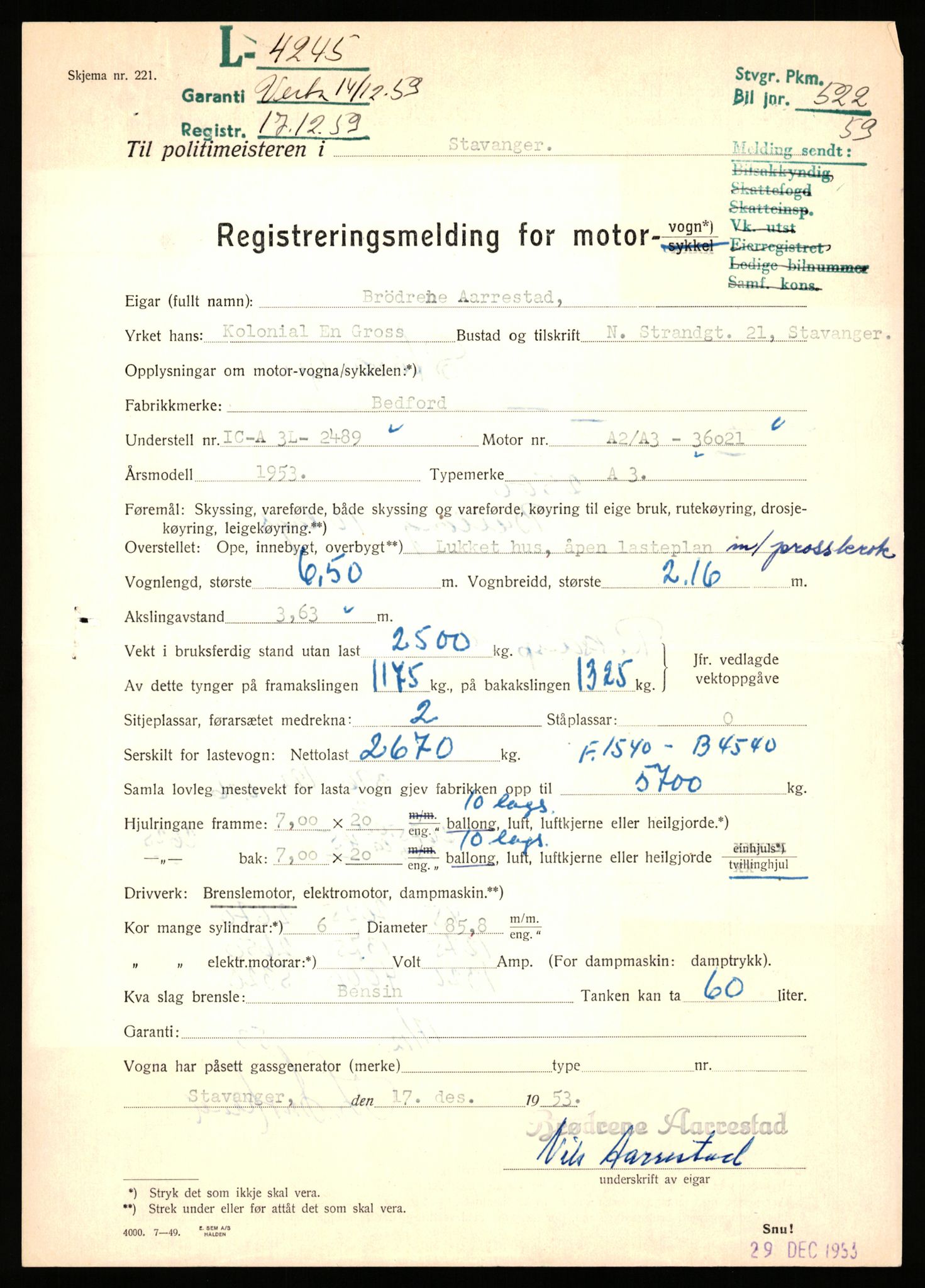 Stavanger trafikkstasjon, AV/SAST-A-101942/0/F/L0012: L-4200 - L-4699, 1930-1971, p. 181