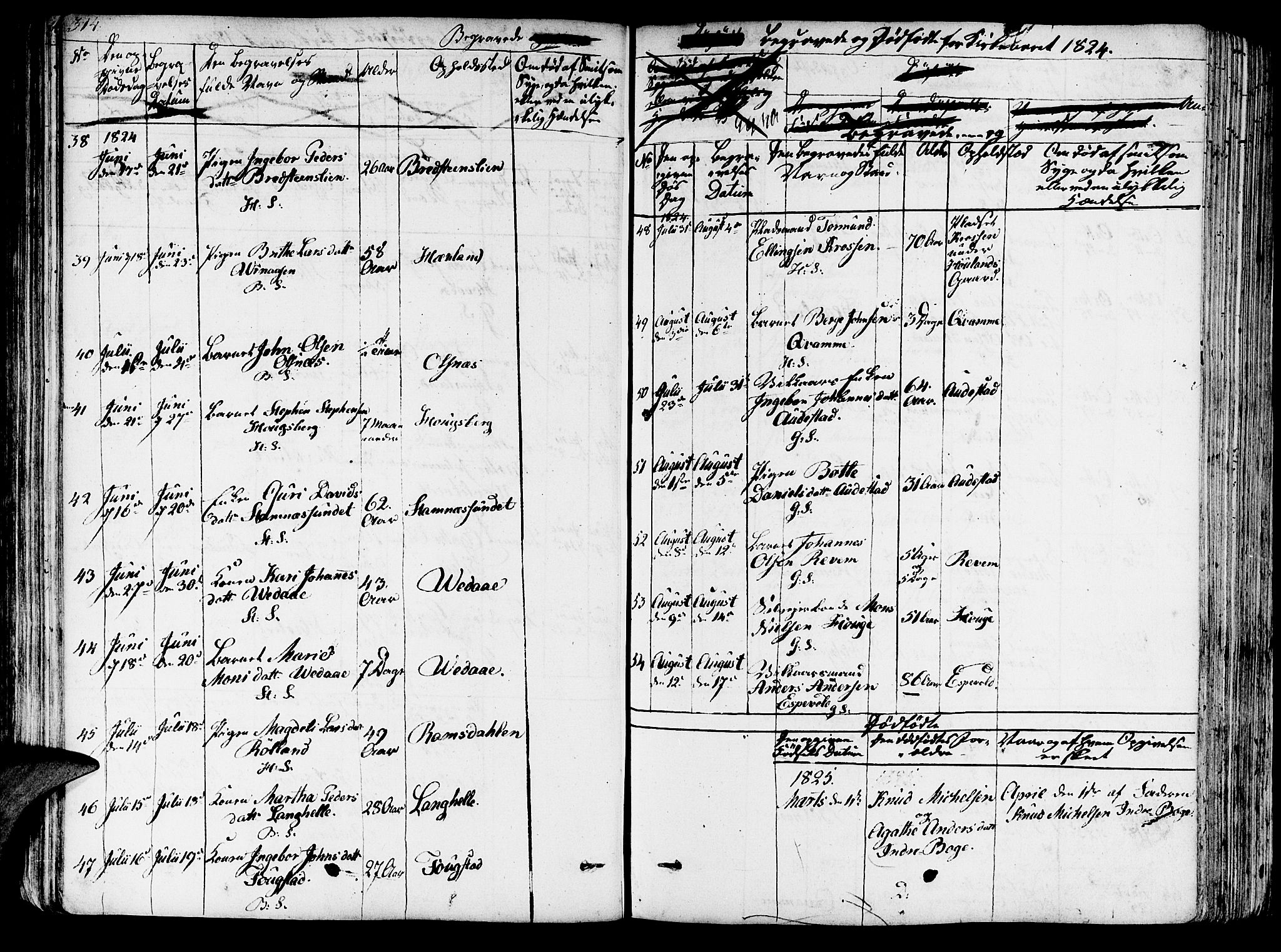 Haus sokneprestembete, AV/SAB-A-75601/H/Haa: Parish register (official) no. A 13, 1821-1827, p. 314