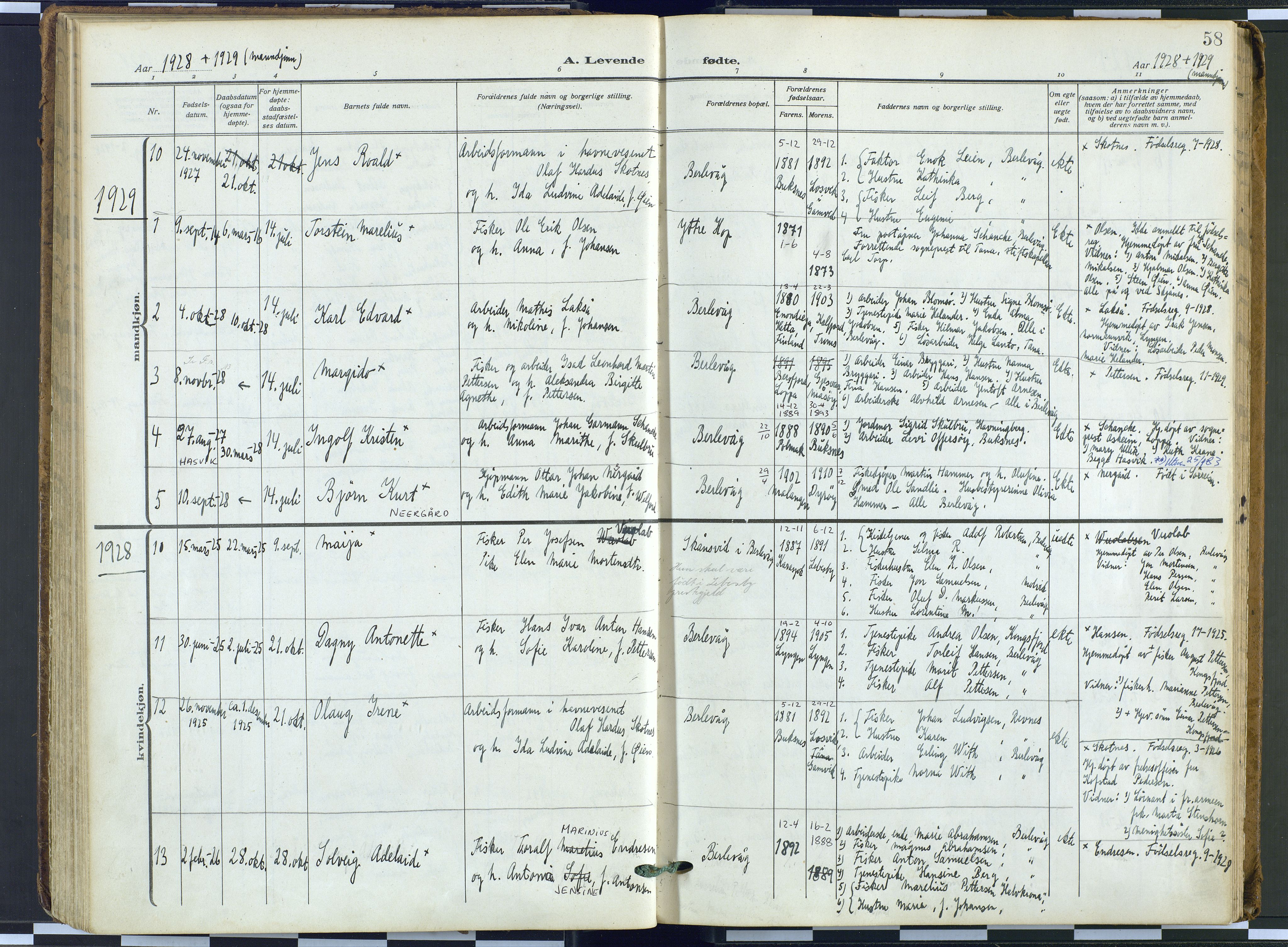 Tana sokneprestkontor, AV/SATØ-S-1334/H/Ha: Parish register (official) no. 9, 1914-1930, p. 58