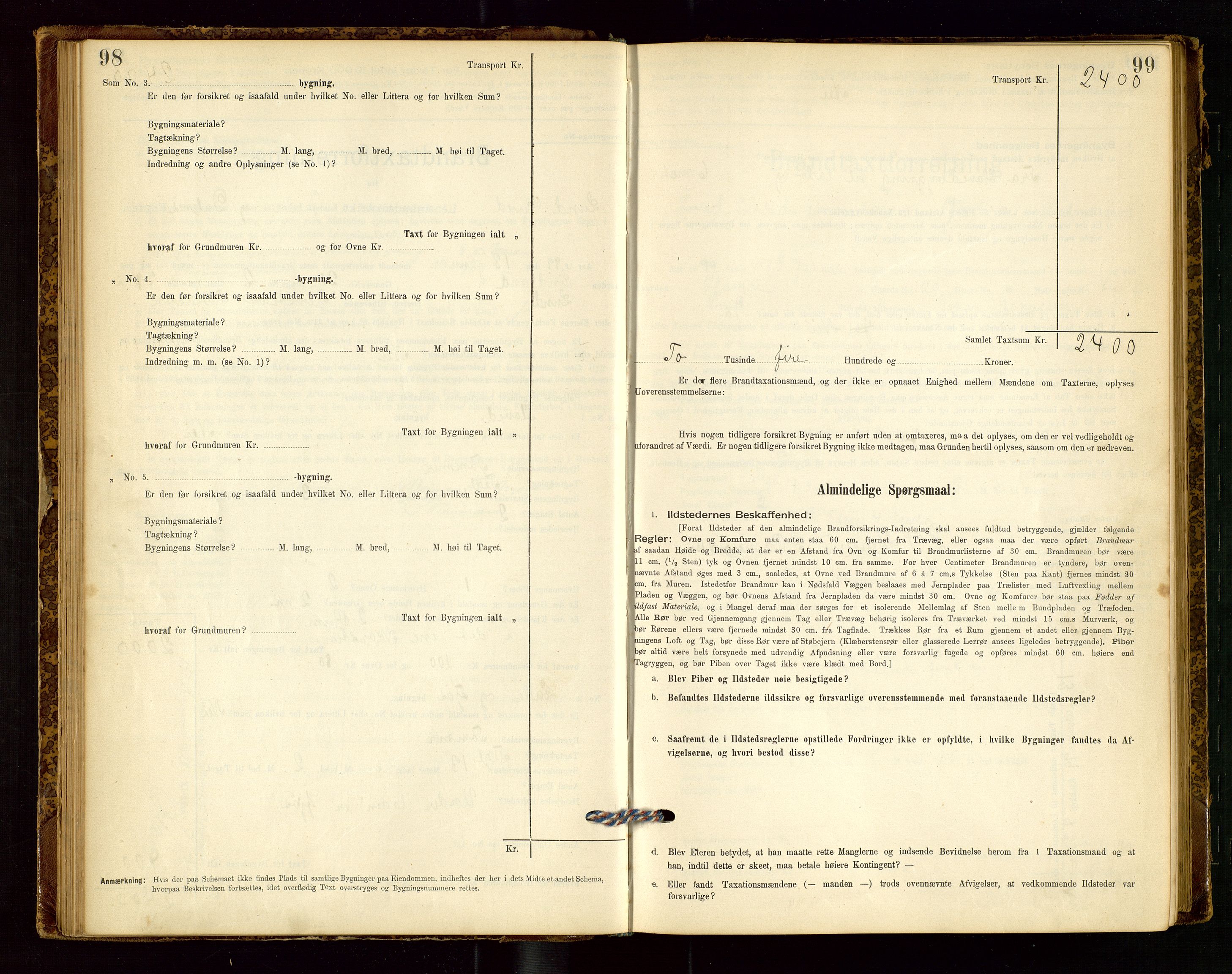 Lund lensmannskontor, SAST/A-100303/Gob/L0001: "Brandtakstprotokol", 1894-1907, p. 98-99