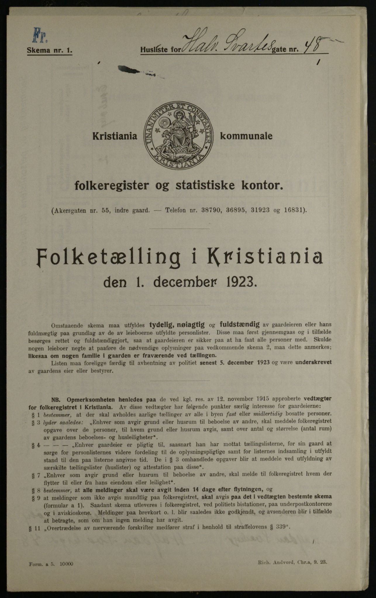 OBA, Municipal Census 1923 for Kristiania, 1923, p. 38314