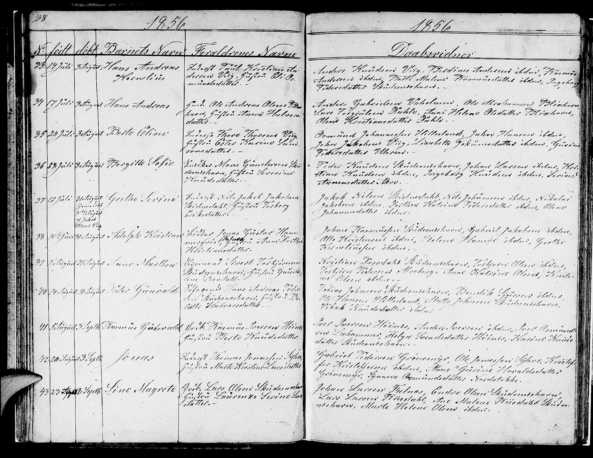 Skudenes sokneprestkontor, AV/SAST-A -101849/H/Ha/Hab/L0001: Parish register (copy) no. B 1, 1848-1864, p. 38