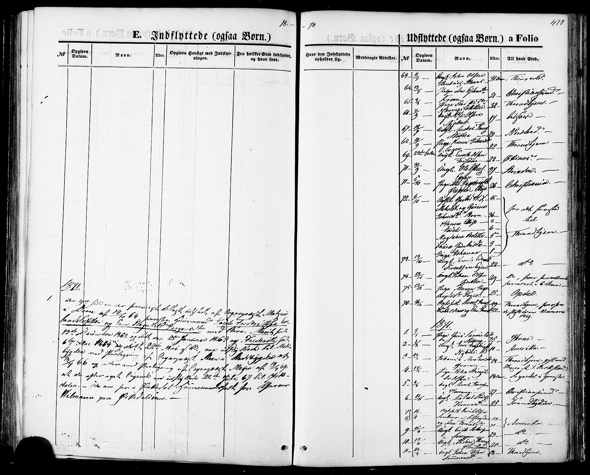 Ministerialprotokoller, klokkerbøker og fødselsregistre - Sør-Trøndelag, SAT/A-1456/668/L0807: Parish register (official) no. 668A07, 1870-1880, p. 428
