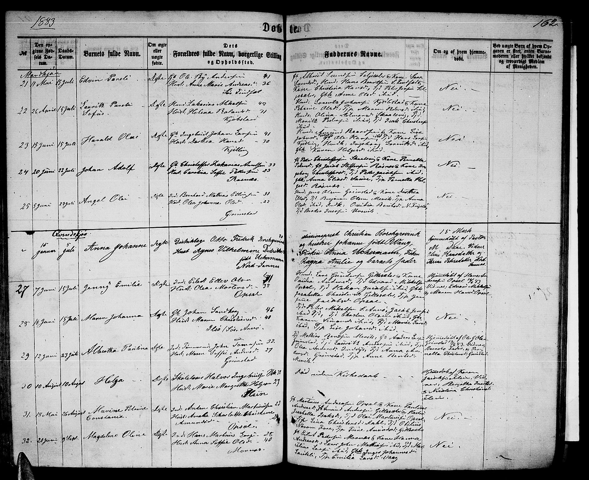 Ministerialprotokoller, klokkerbøker og fødselsregistre - Nordland, SAT/A-1459/805/L0107: Parish register (copy) no. 805C03, 1862-1885, p. 162