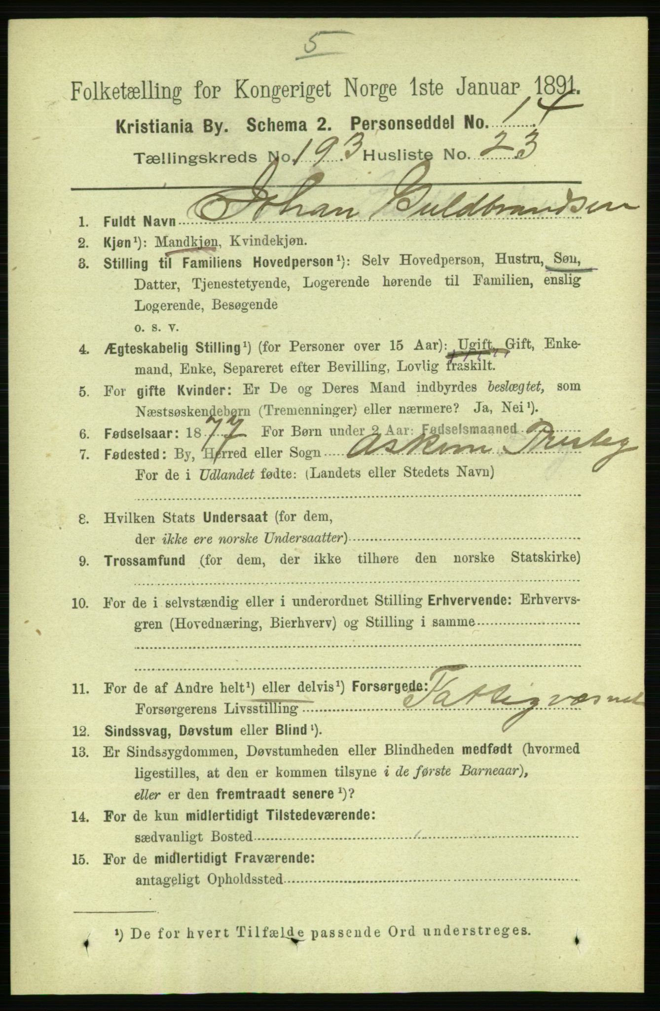 RA, 1891 census for 0301 Kristiania, 1891, p. 116627