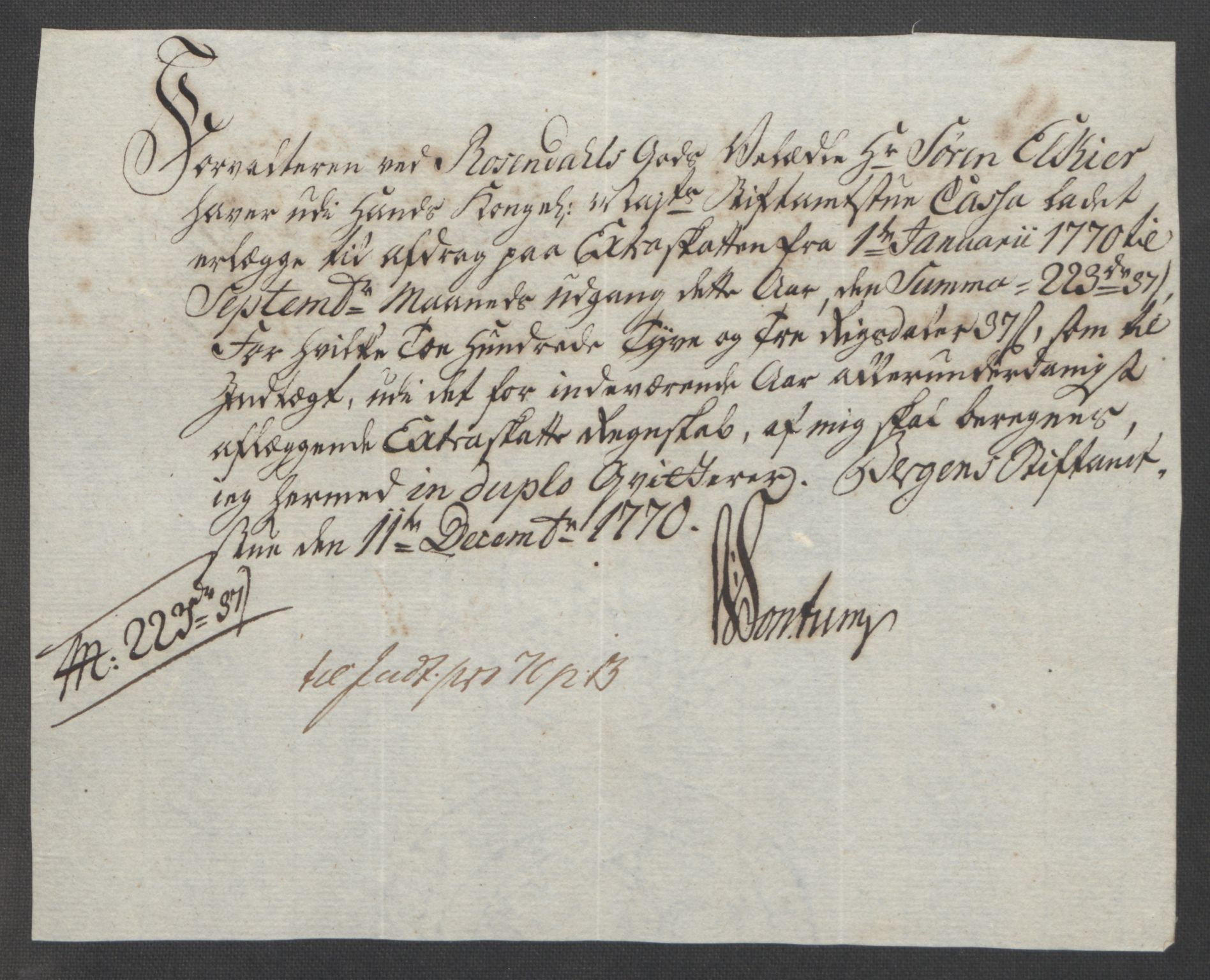 Rentekammeret inntil 1814, Reviderte regnskaper, Fogderegnskap, RA/EA-4092/R49/L3157: Ekstraskatten Rosendal Baroni, 1762-1772, p. 300