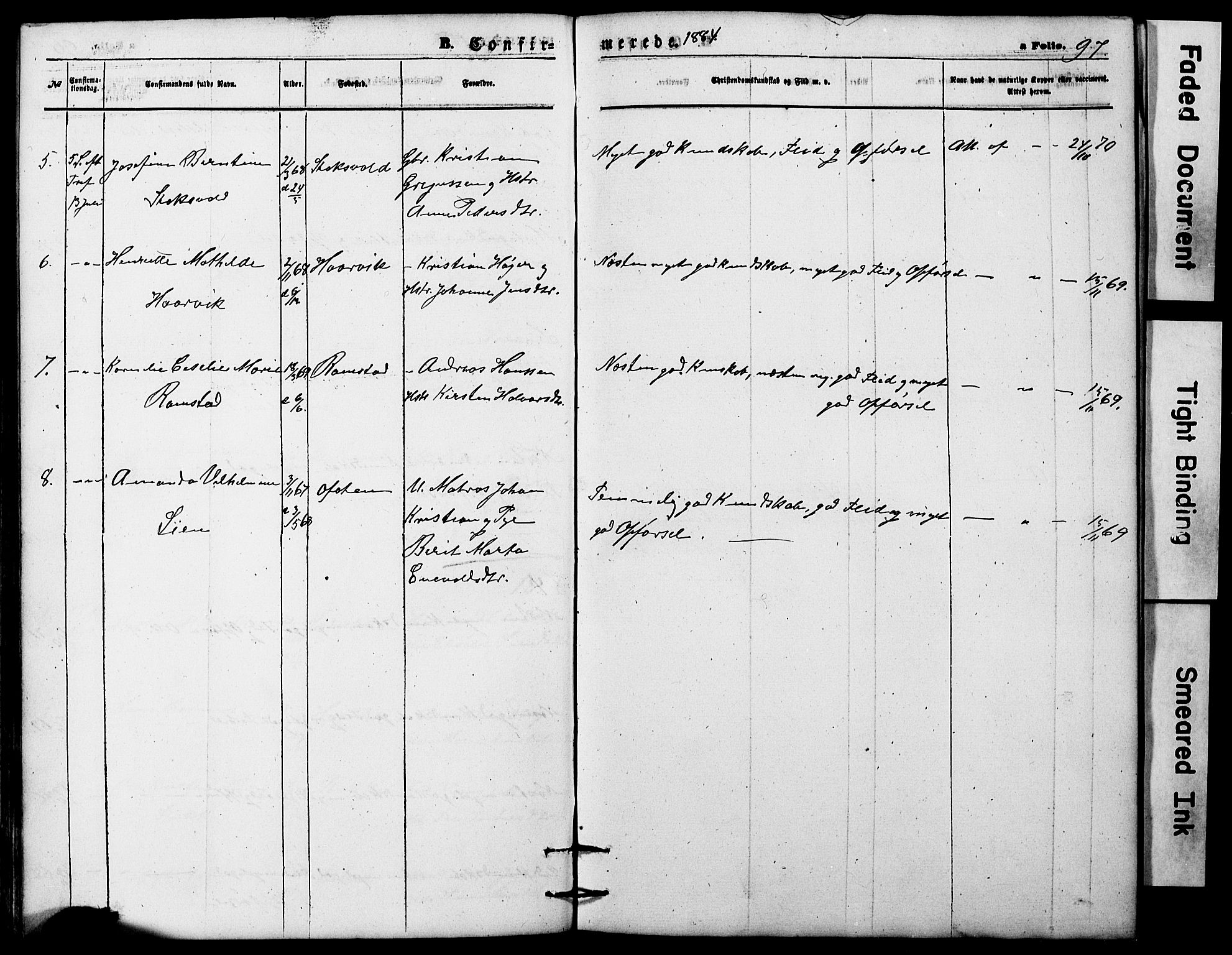 Ministerialprotokoller, klokkerbøker og fødselsregistre - Nordland, AV/SAT-A-1459/865/L0930: Parish register (copy) no. 865C02, 1866-1884, p. 97