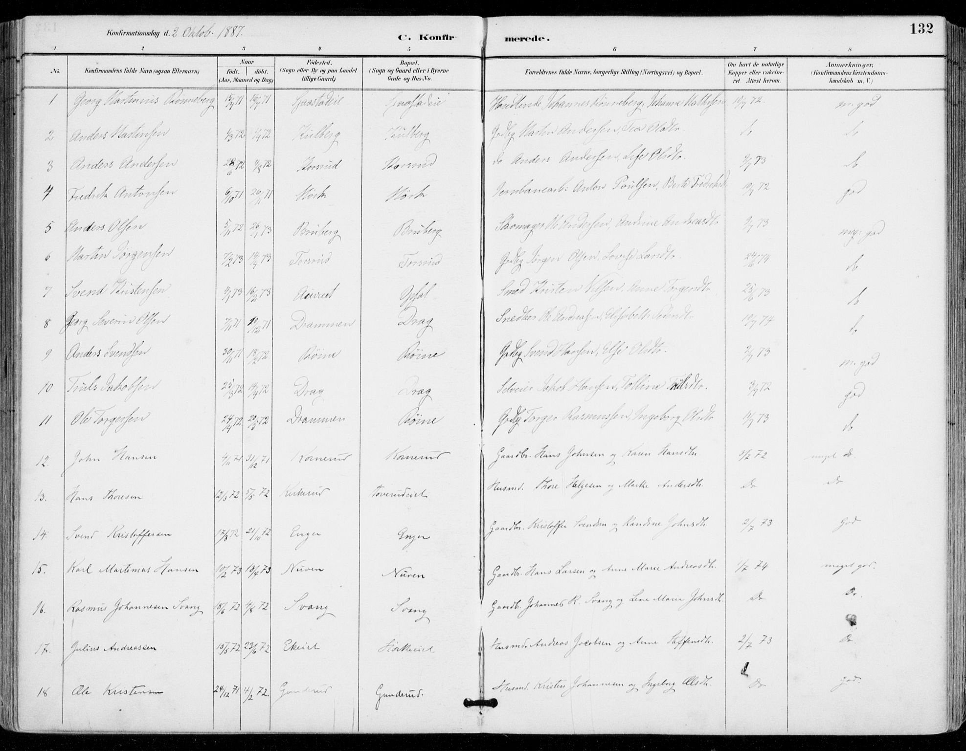 Sylling kirkebøker, AV/SAKO-A-247/F/Fa/L0001: Parish register (official) no. 1, 1883-1910, p. 132