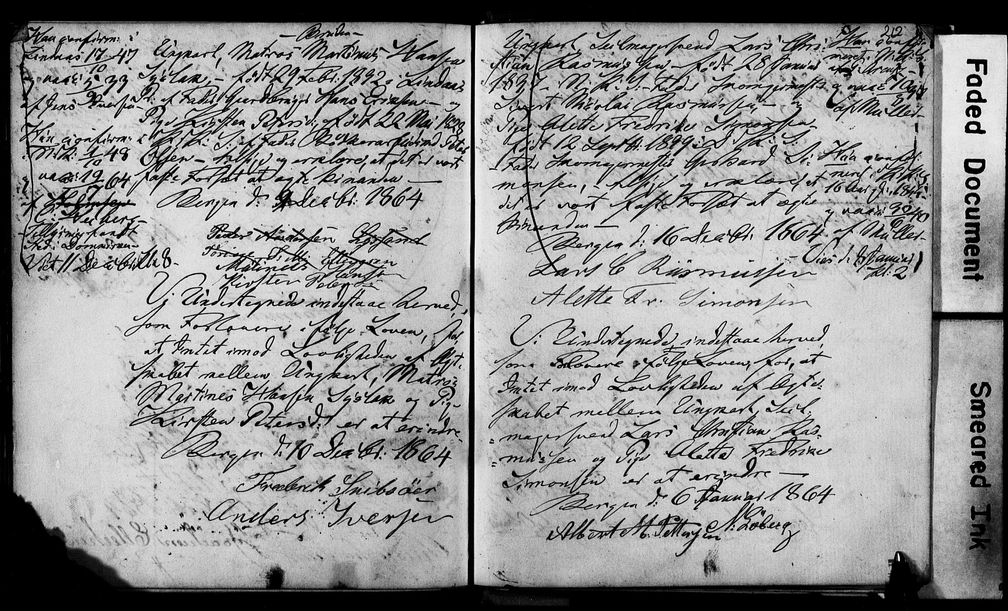 Korskirken sokneprestembete, AV/SAB-A-76101: Best man's statements no. II.5.2, 1859-1865, p. 212