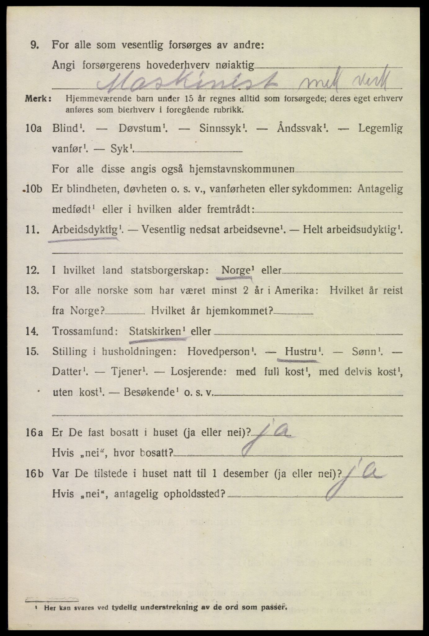 SAK, 1920 census for Oddernes, 1920, p. 13104