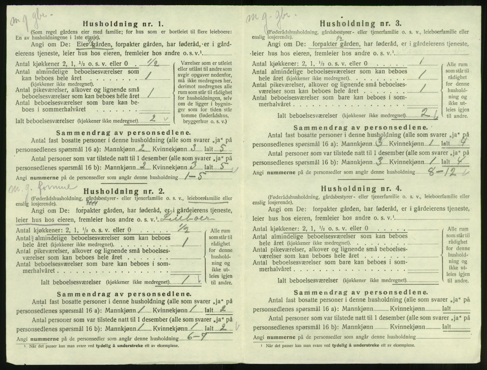 SAT, 1920 census for Hareid, 1920, p. 240