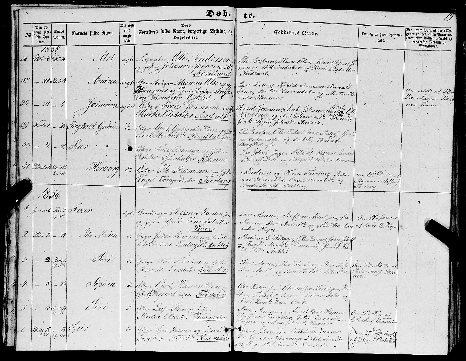 Masfjorden sokneprestembete, AV/SAB-A-77001: Parish register (copy) no. A 1, 1851-1875, p. 19