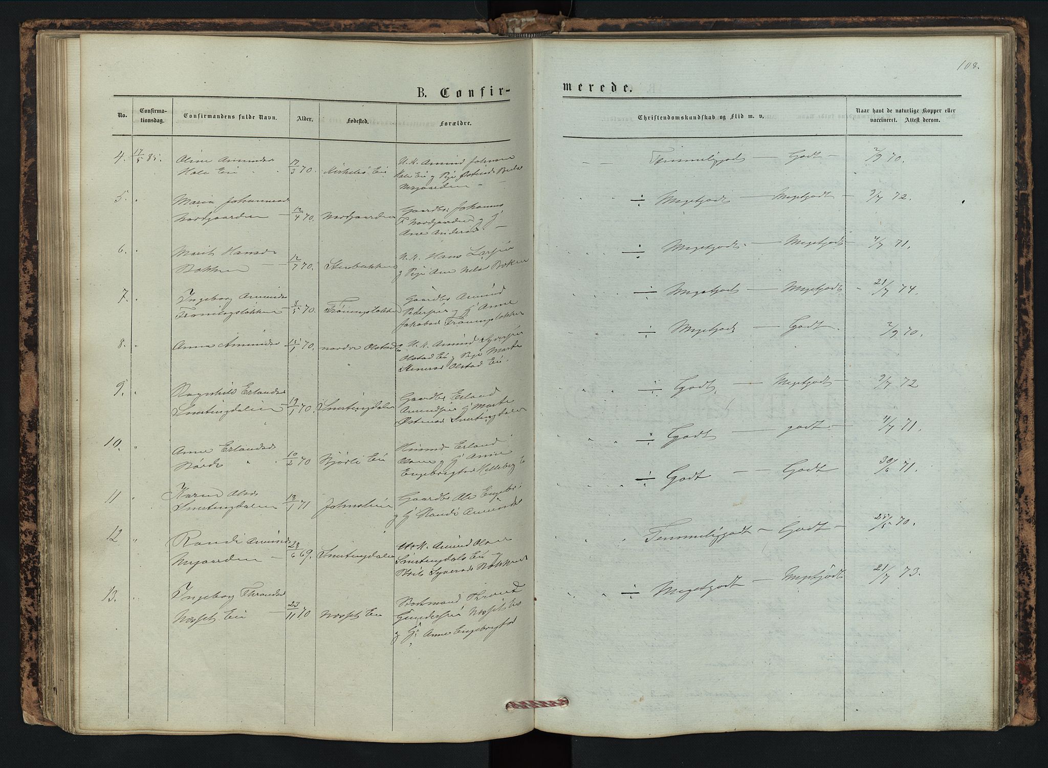 Vestre Gausdal prestekontor, AV/SAH-PREST-094/H/Ha/Hab/L0002: Parish register (copy) no. 2, 1874-1897, p. 108