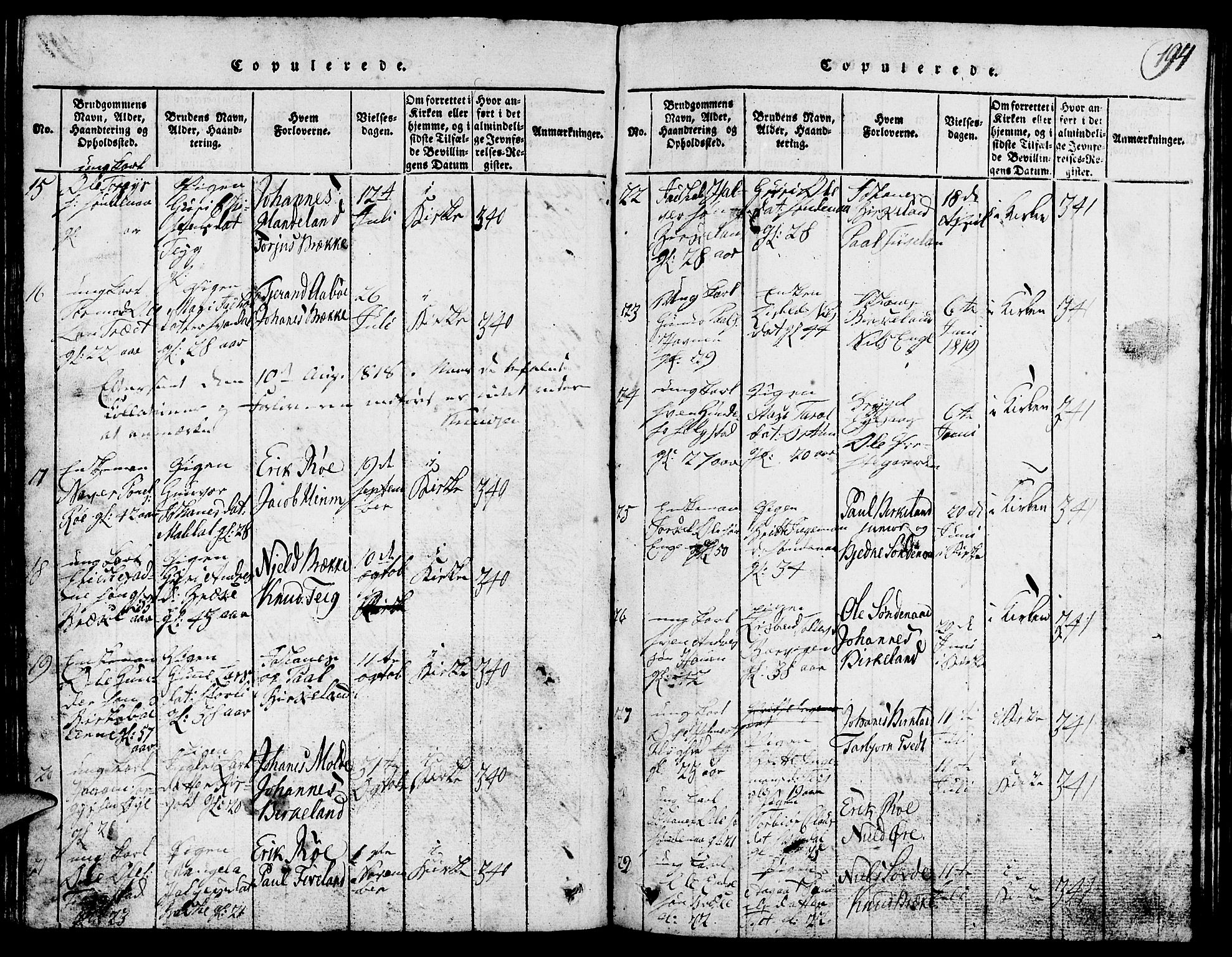 Suldal sokneprestkontor, SAST/A-101845/01/V/L0002: Parish register (copy) no. B 2, 1816-1845, p. 194