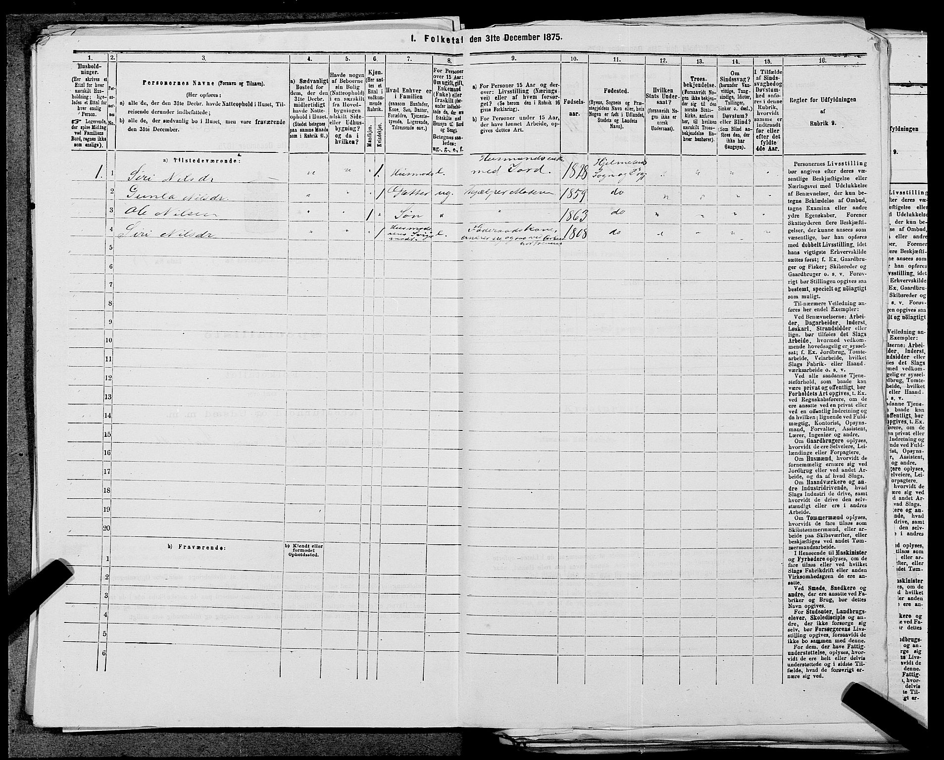 SAST, 1875 census for 1133P Hjelmeland, 1875, p. 678