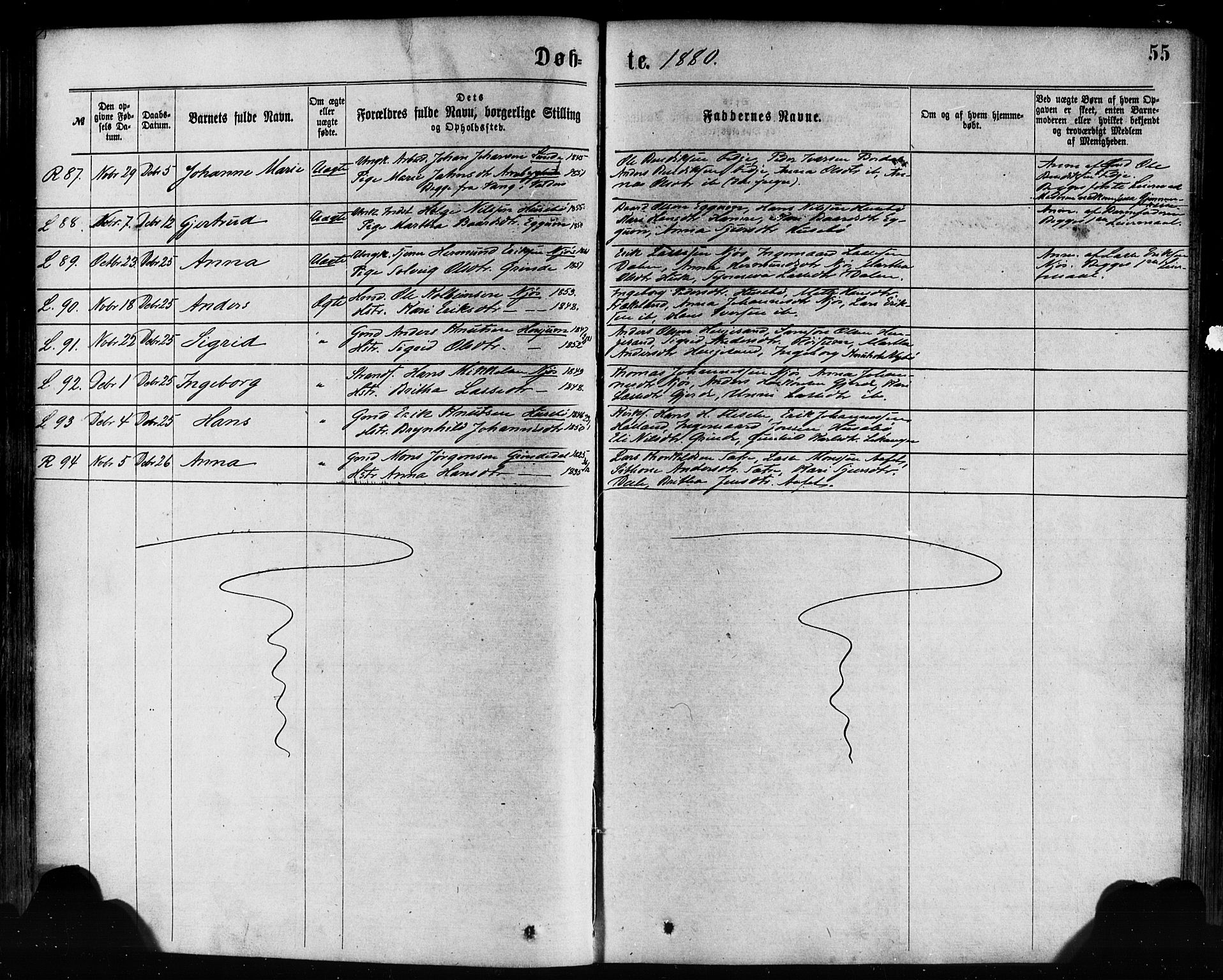 Leikanger sokneprestembete, SAB/A-81001: Parish register (official) no. A 9, 1869-1888, p. 55