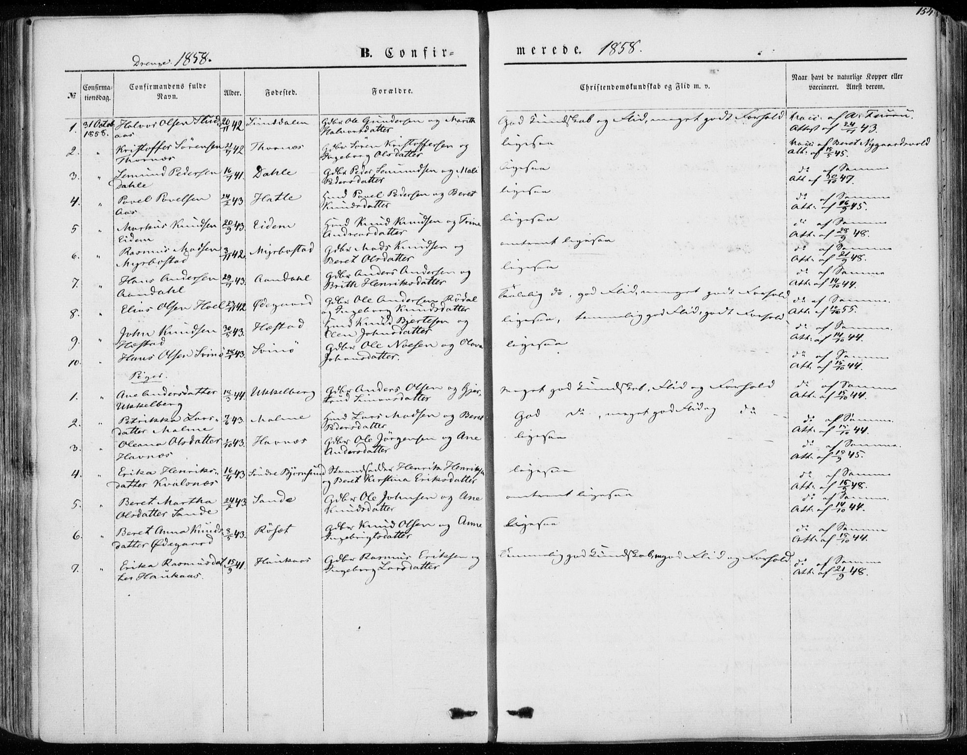 Ministerialprotokoller, klokkerbøker og fødselsregistre - Møre og Romsdal, AV/SAT-A-1454/565/L0748: Parish register (official) no. 565A02, 1845-1872, p. 154