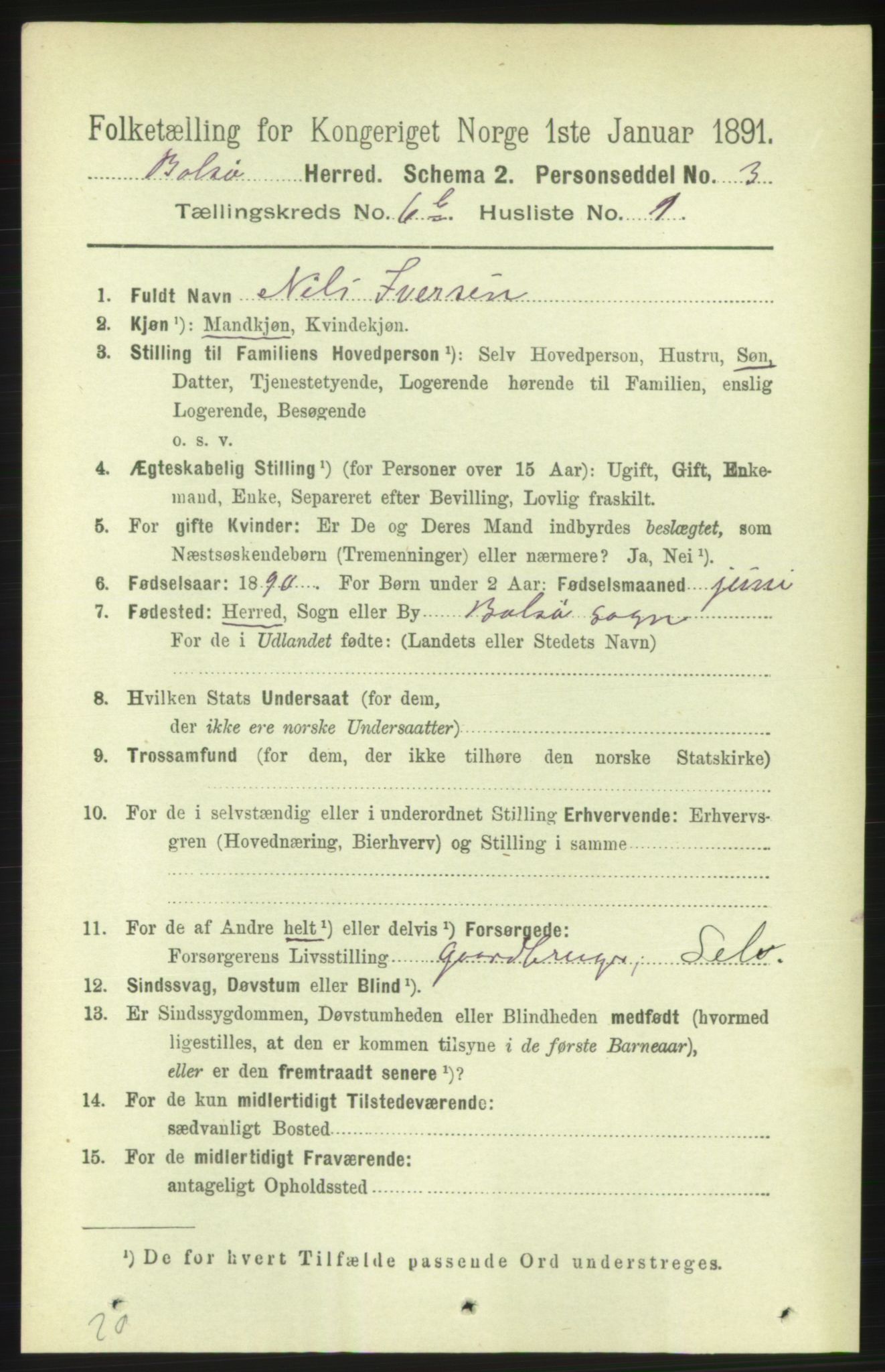 RA, 1891 census for 1544 Bolsøy, 1891, p. 3968