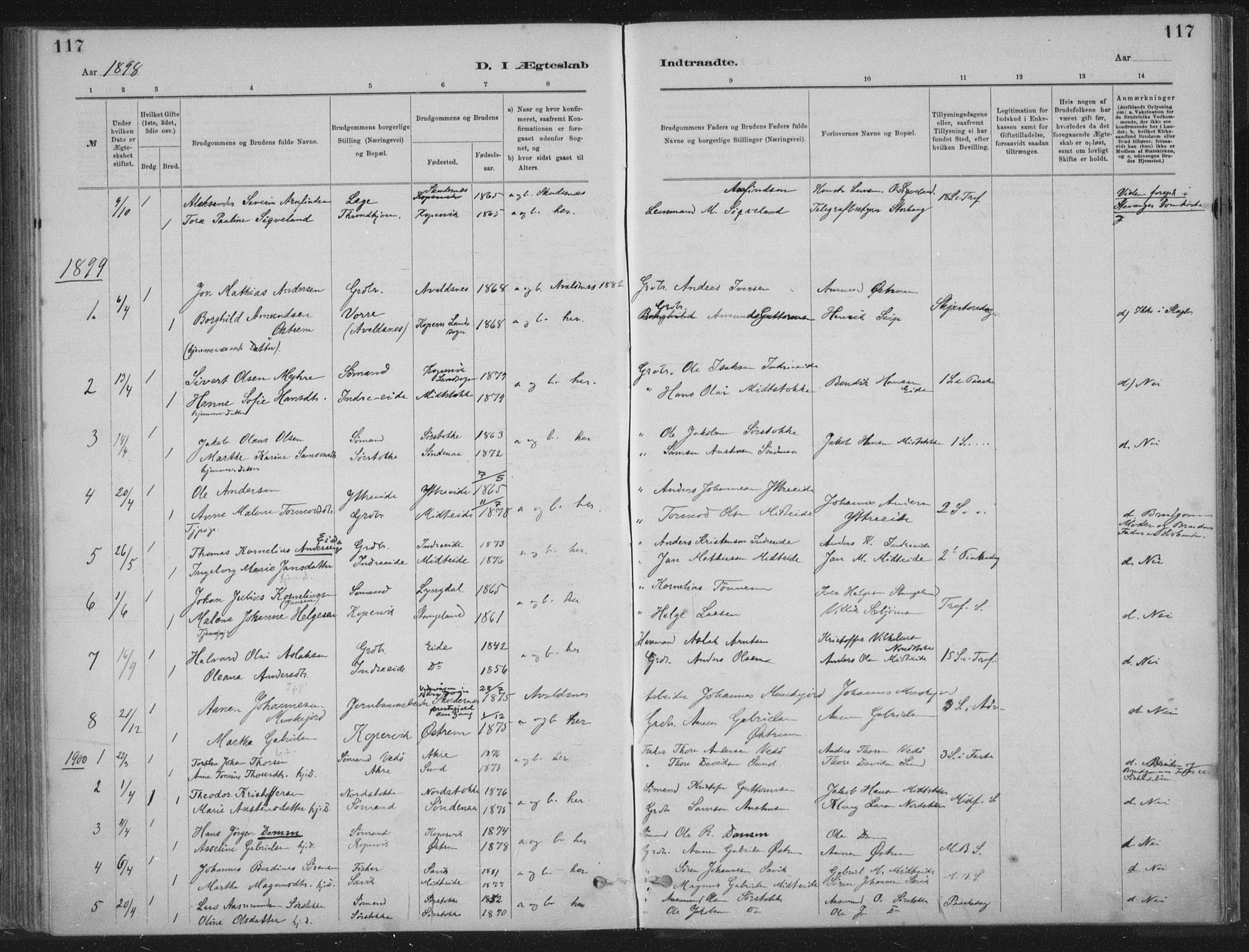 Kopervik sokneprestkontor, AV/SAST-A-101850/H/Ha/Haa/L0002: Parish register (official) no. A 2, 1880-1912, p. 117