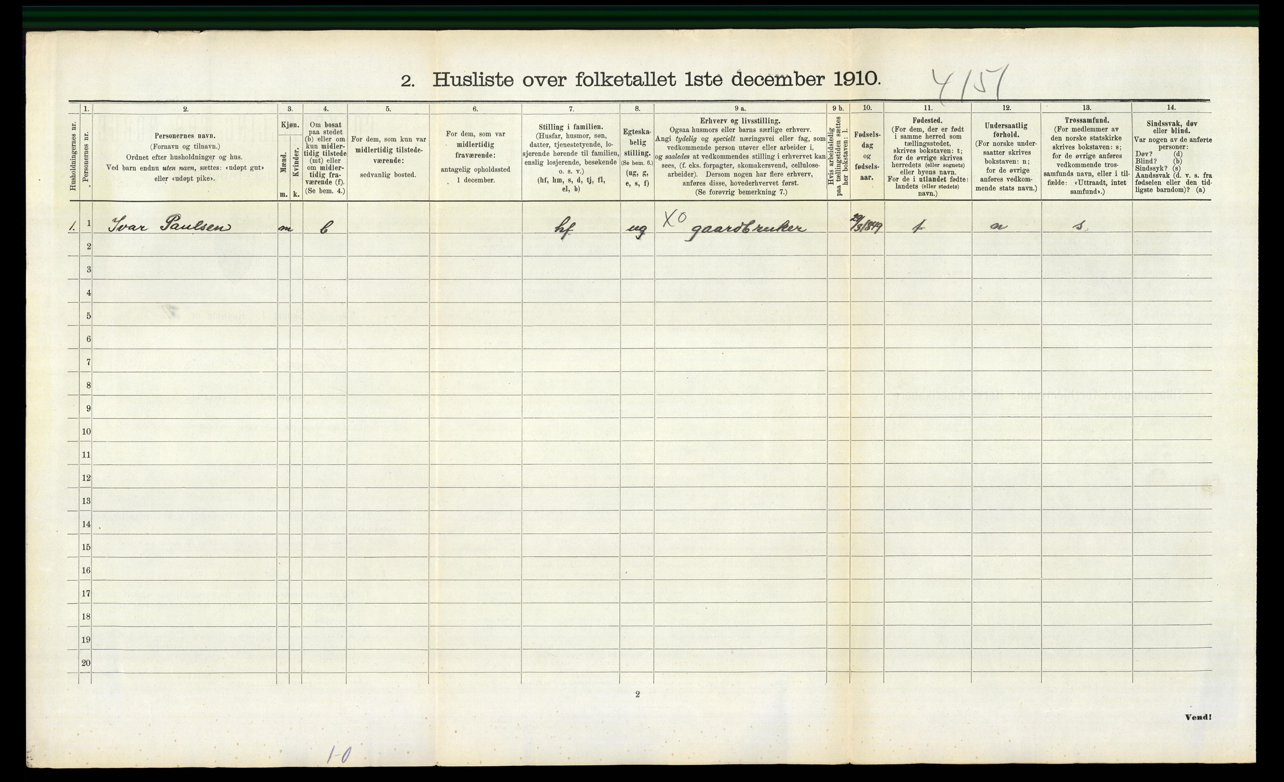 RA, 1910 census for Sandeherred, 1910, p. 816