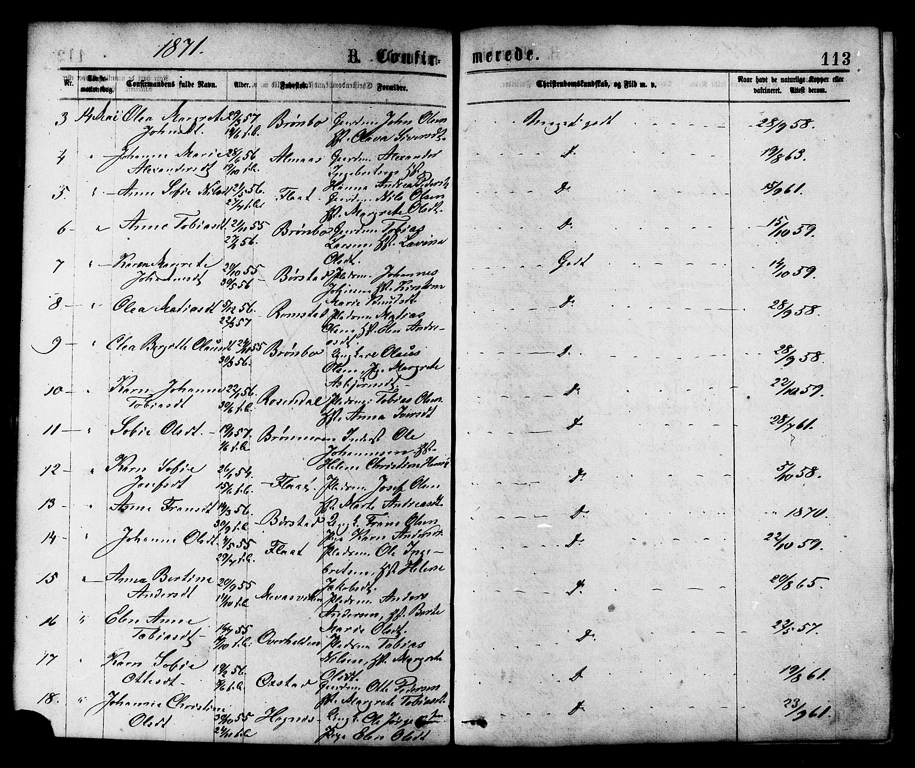 Ministerialprotokoller, klokkerbøker og fødselsregistre - Nord-Trøndelag, AV/SAT-A-1458/758/L0516: Parish register (official) no. 758A03 /1, 1869-1879, p. 113