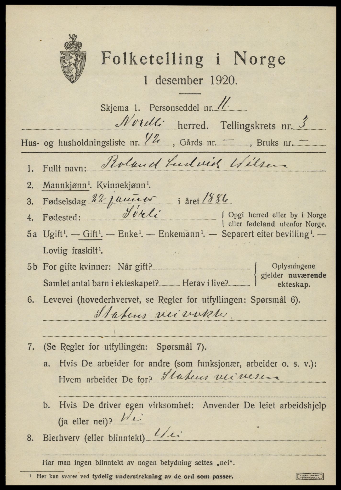 SAT, 1920 census for Nordli, 1920, p. 1829