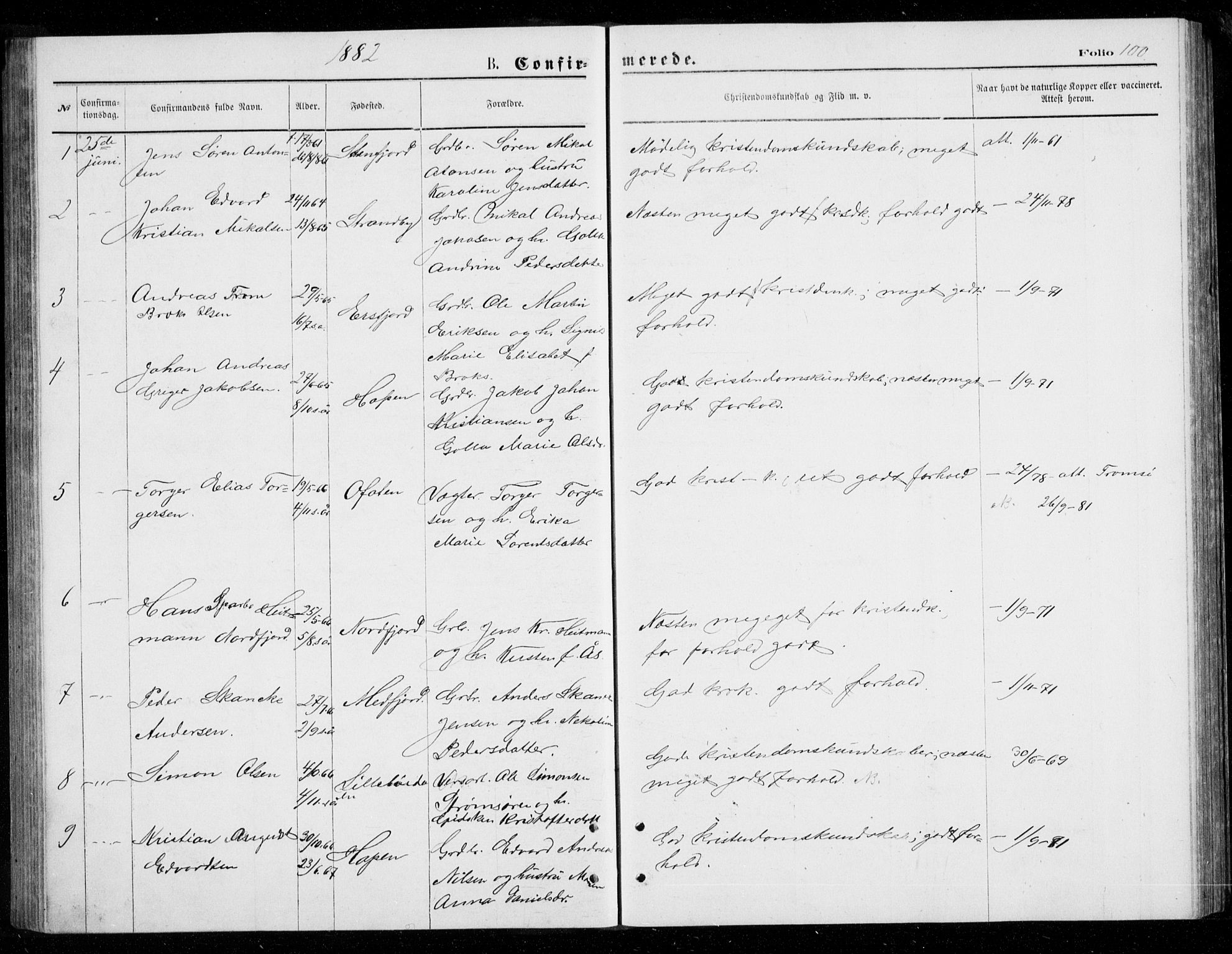 Berg sokneprestkontor, SATØ/S-1318/G/Ga/Gab/L0003klokker: Parish register (copy) no. 3, 1874-1886, p. 100