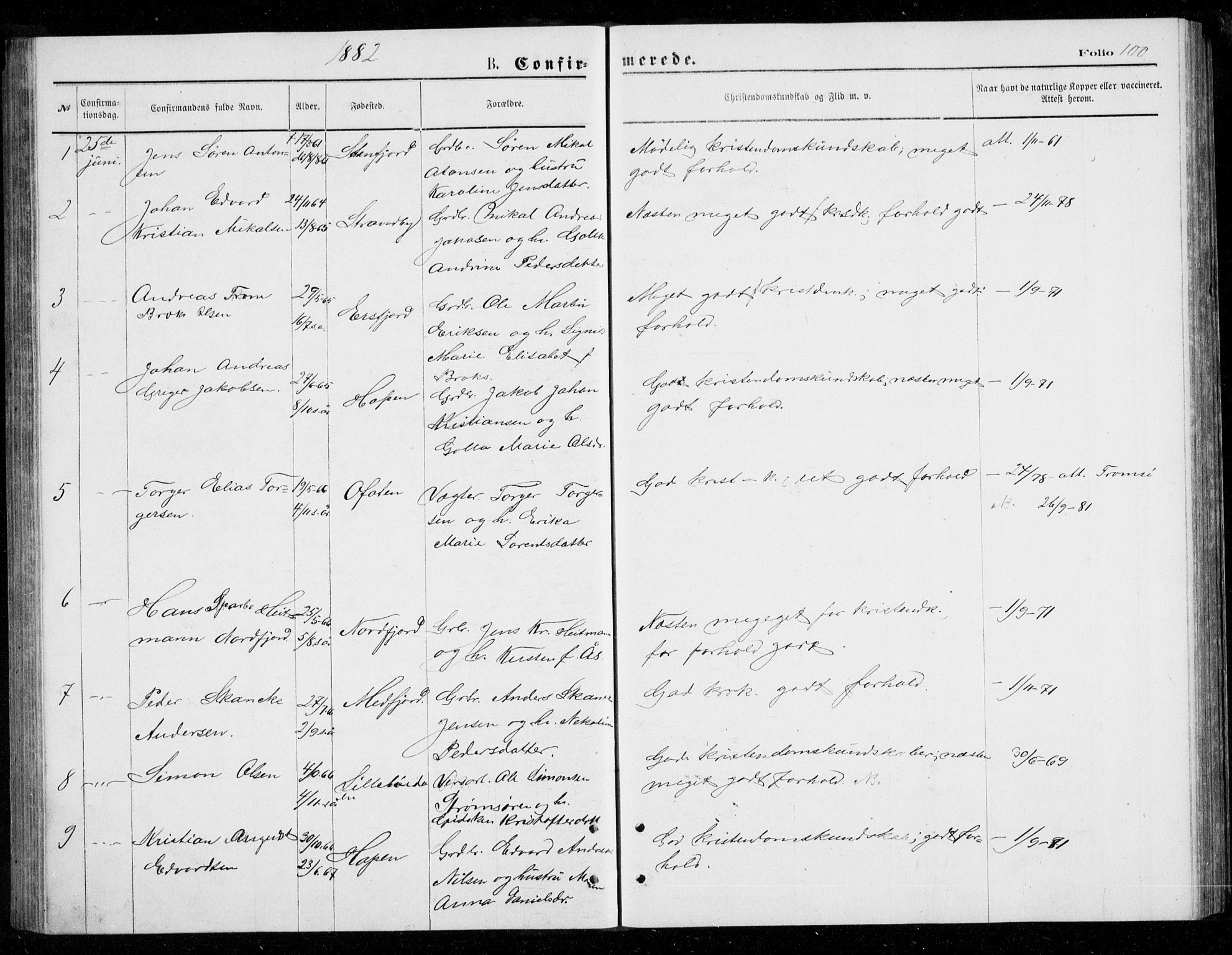 Berg sokneprestkontor, AV/SATØ-S-1318/G/Ga/Gab/L0003klokker: Parish register (copy) no. 3, 1874-1886, p. 100