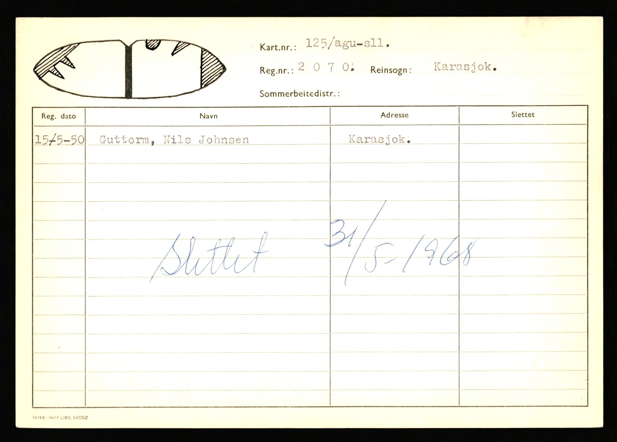 Lappefogden i Finnmark/Reindriftsforvaltningen Øst-Finnmark, AV/SATØ-S-1461/G/Ge/Gea/L0006: Slettede reinmerker, 1934-1992, p. 64