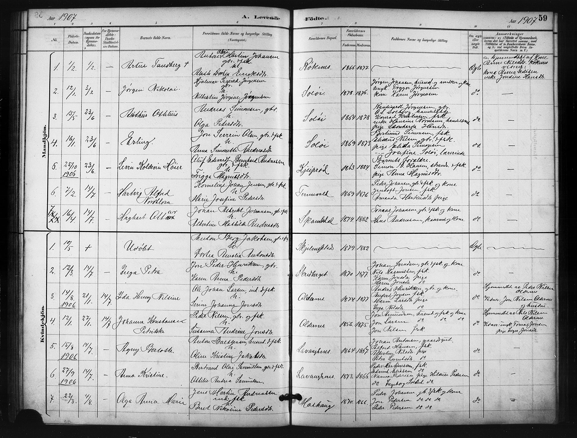 Salangen sokneprestembete, SATØ/S-1324/H/Ha/L0001klokker: Parish register (copy) no. 1, 1893-1910, p. 59