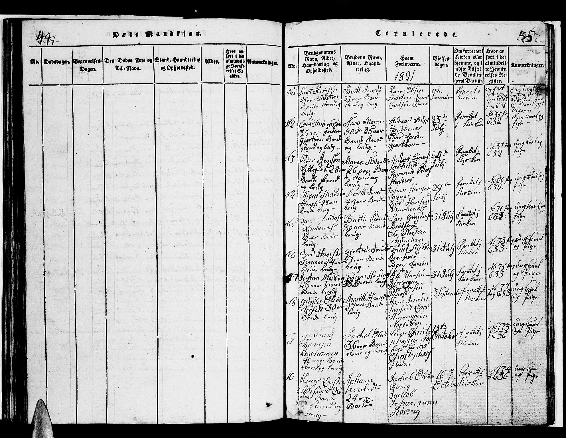 Ministerialprotokoller, klokkerbøker og fødselsregistre - Nordland, SAT/A-1459/853/L0773: Parish register (copy) no. 853C01, 1821-1859, p. 556-557