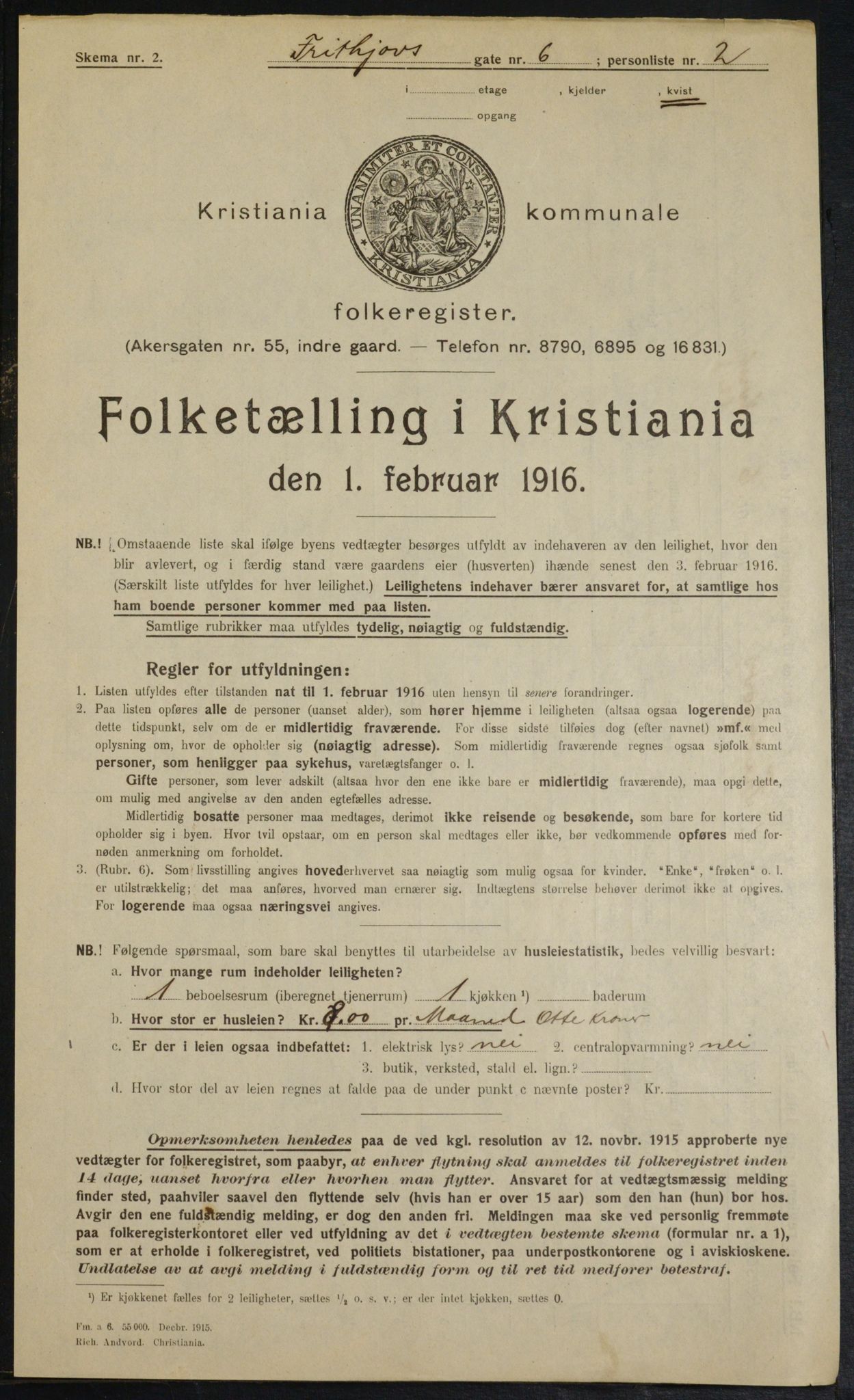 OBA, Municipal Census 1916 for Kristiania, 1916, p. 27319