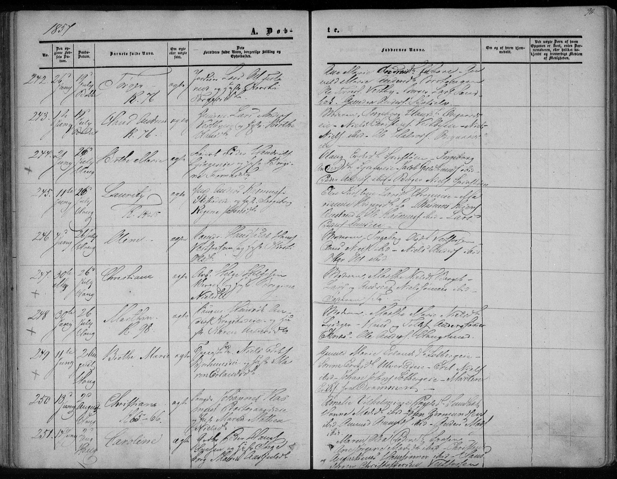 Eiker kirkebøker, SAKO/A-4/F/Fa/L0015a: Parish register (official) no. I 15A, 1854-1860, p. 90