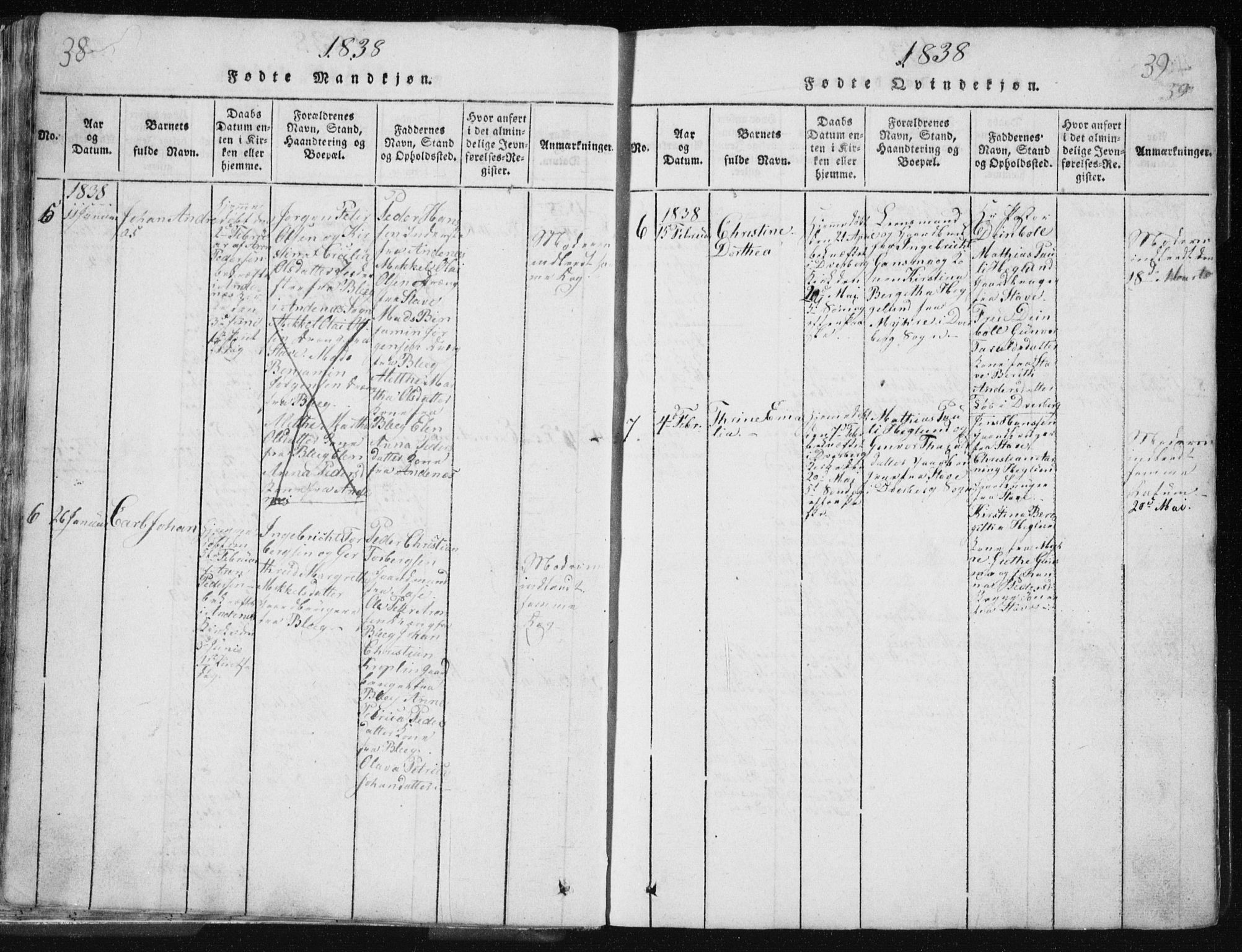 Ministerialprotokoller, klokkerbøker og fødselsregistre - Nordland, AV/SAT-A-1459/897/L1411: Parish register (copy) no. 897C01, 1820-1866, p. 38-39