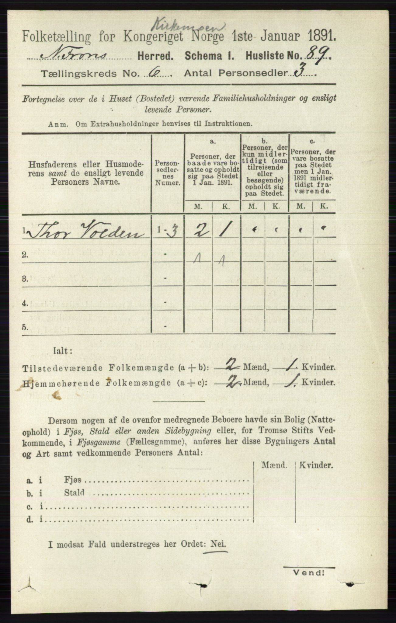 RA, 1891 census for 0518 Nord-Fron, 1891, p. 2254
