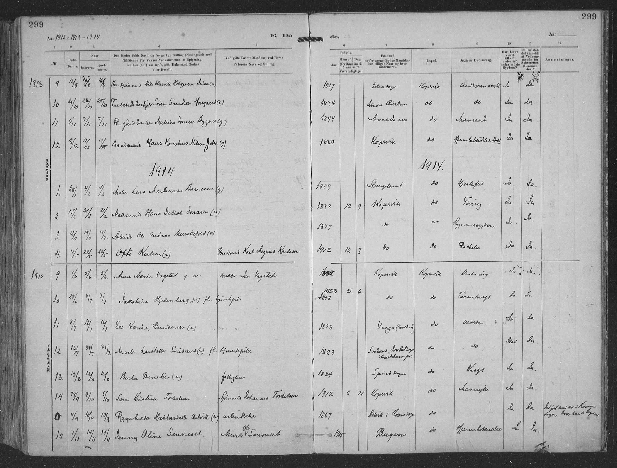 Kopervik sokneprestkontor, SAST/A-101850/H/Ha/Haa/L0001: Parish register (official) no. A 1, 1880-1919, p. 299