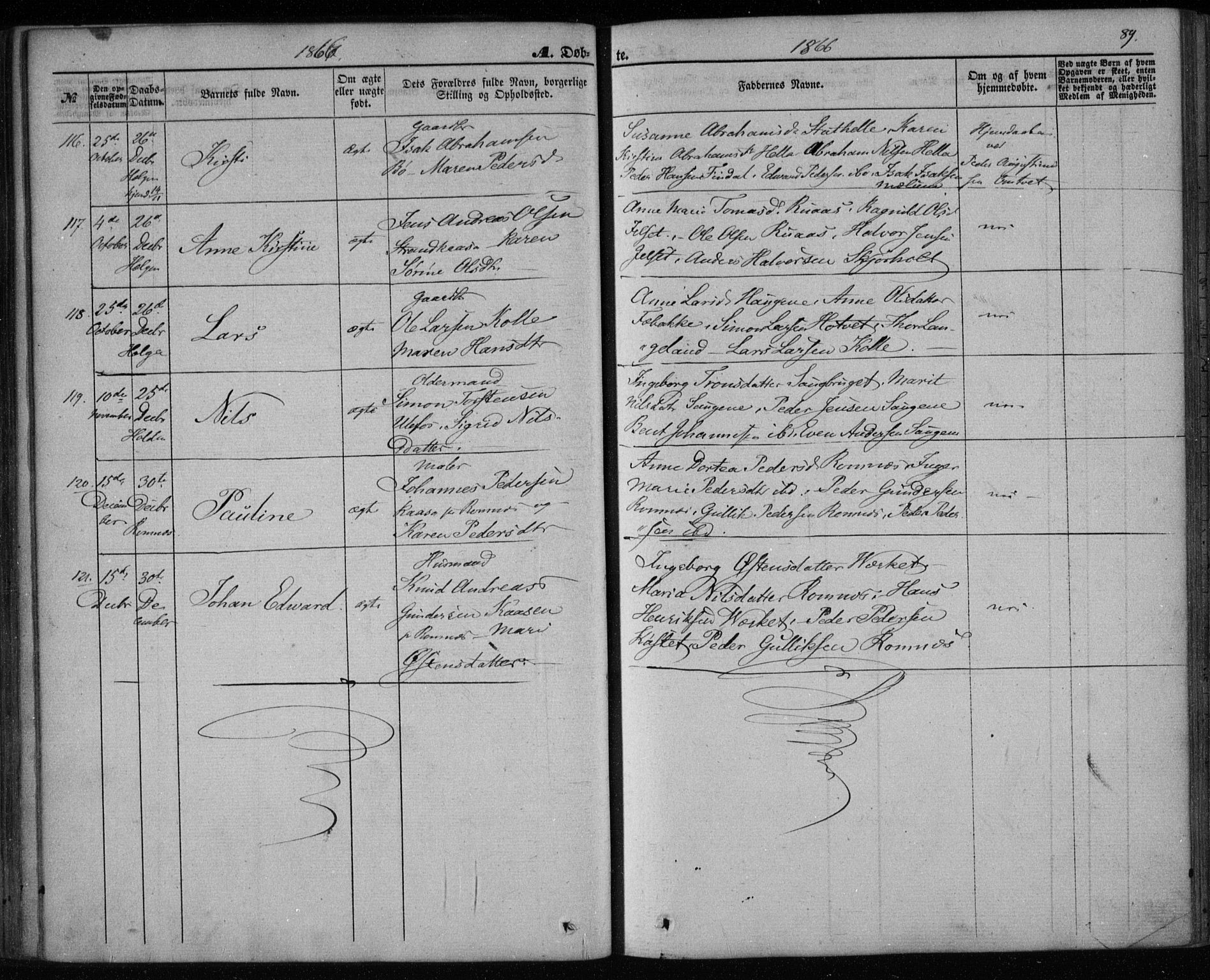 Holla kirkebøker, SAKO/A-272/F/Fa/L0006: Parish register (official) no. 6, 1861-1869, p. 89