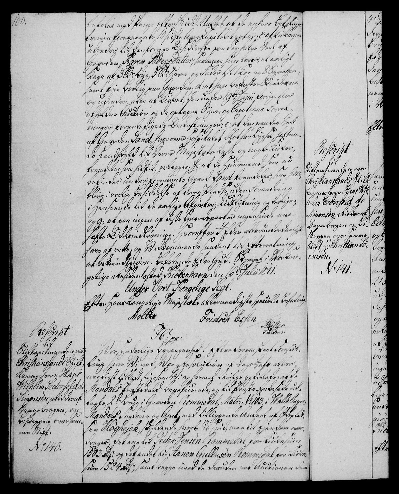 Rentekammeret, Kammerkanselliet, AV/RA-EA-3111/G/Gg/Gga/L0020: Norsk ekspedisjonsprotokoll med register (merket RK 53.20), 1811-1814, p. 100