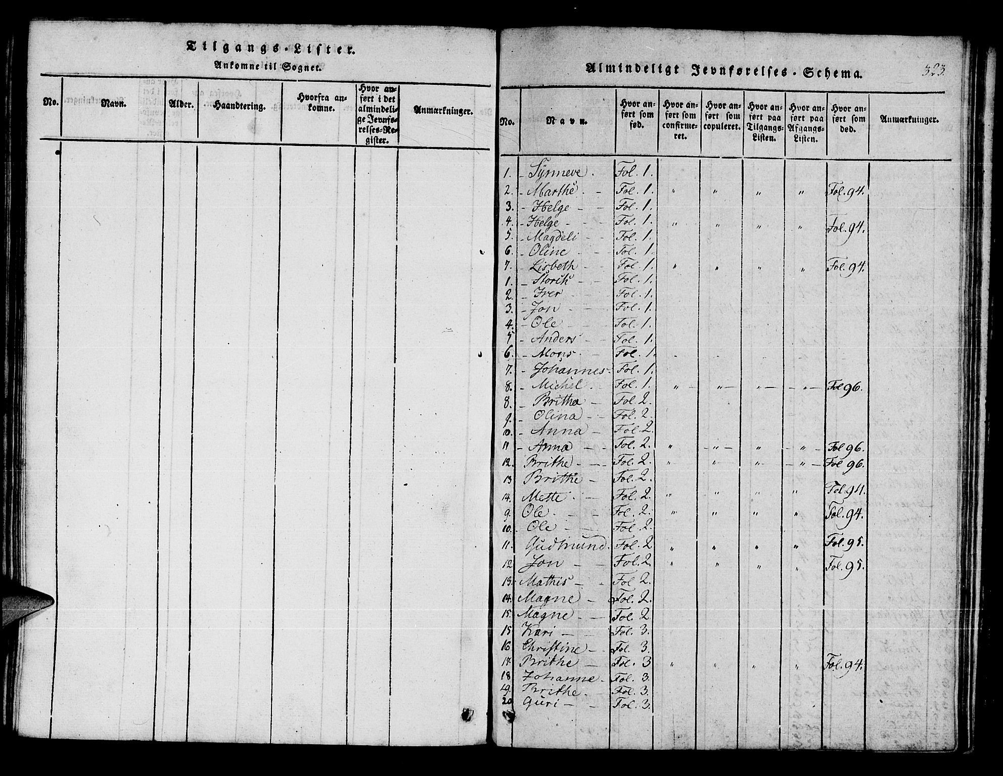 Manger sokneprestembete, SAB/A-76801/H/Haa: Parish register (official) no. A 3, 1816-1824, p. 323