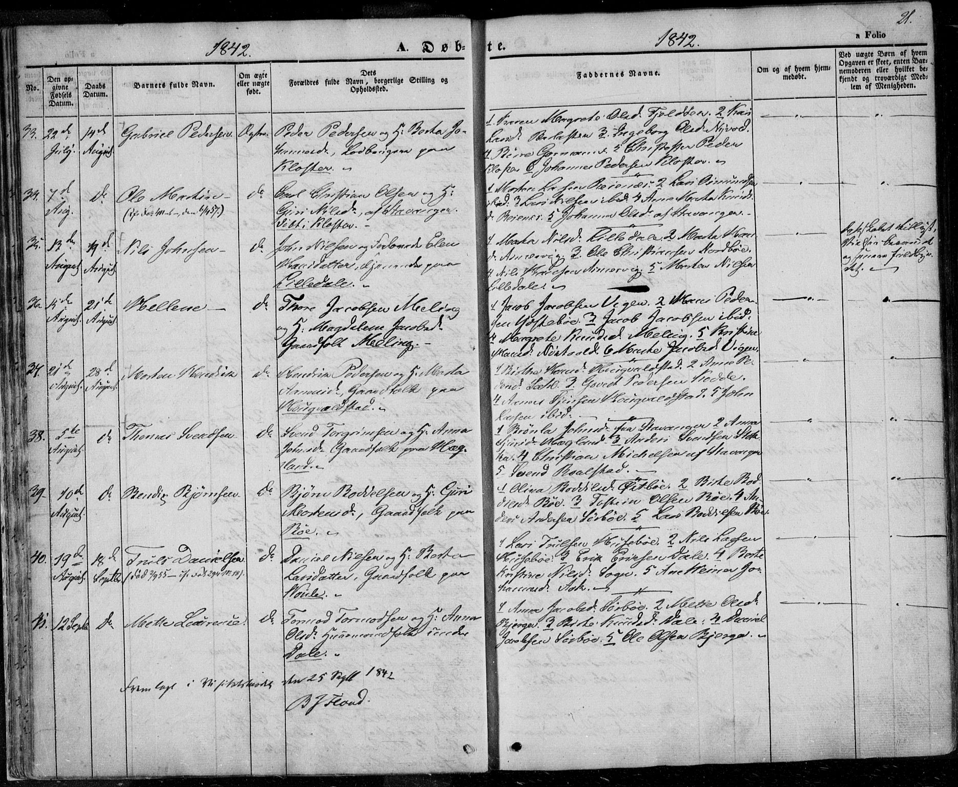 Rennesøy sokneprestkontor, AV/SAST-A -101827/H/Ha/Haa/L0005: Parish register (official) no. A 5, 1838-1859, p. 21