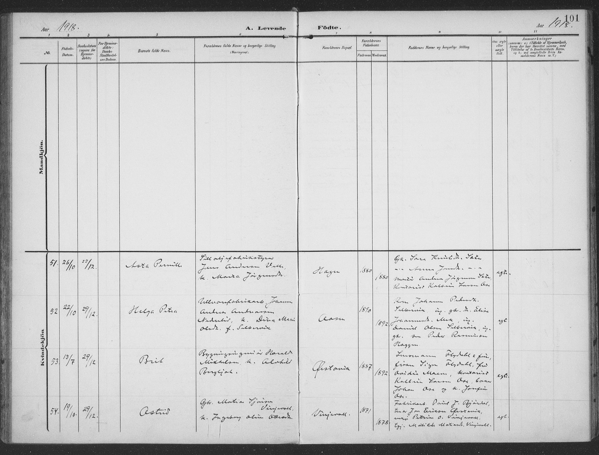 Ministerialprotokoller, klokkerbøker og fødselsregistre - Møre og Romsdal, SAT/A-1454/513/L0178: Parish register (official) no. 513A05, 1906-1919, p. 101