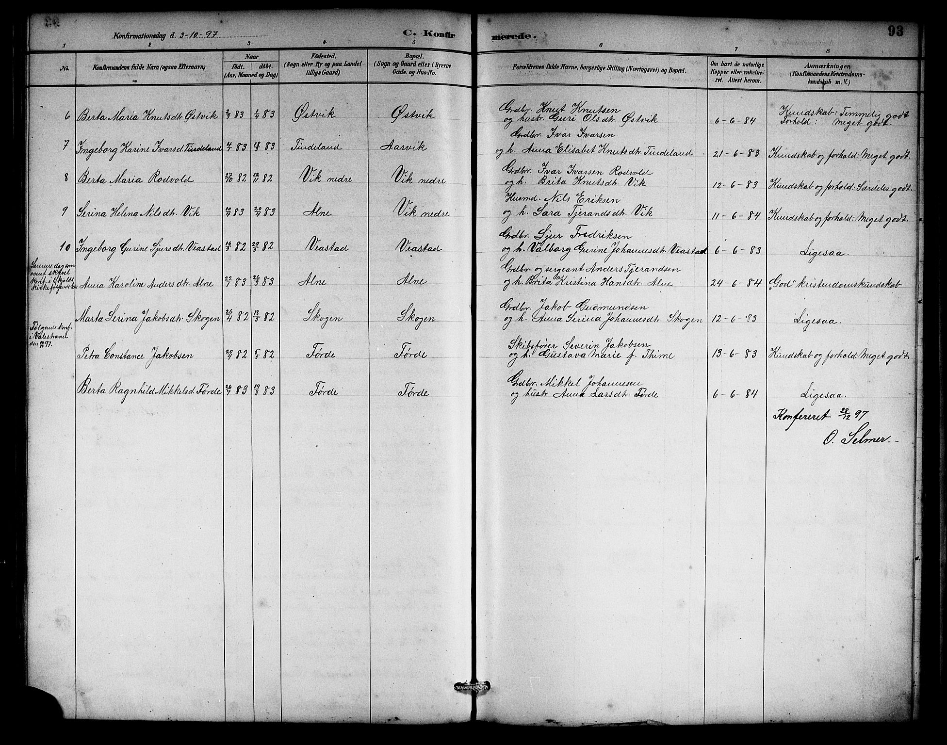 Sveio Sokneprestembete, AV/SAB-A-78501/H/Hab: Parish register (copy) no. C 3, 1887-1902, p. 93