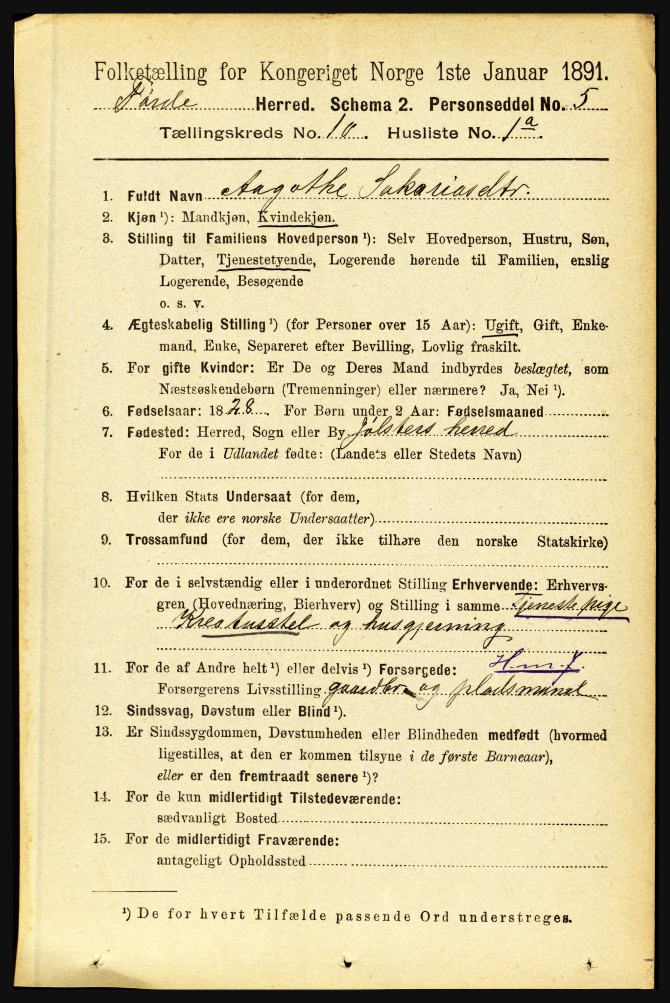 RA, 1891 census for 1432 Førde, 1891, p. 3671