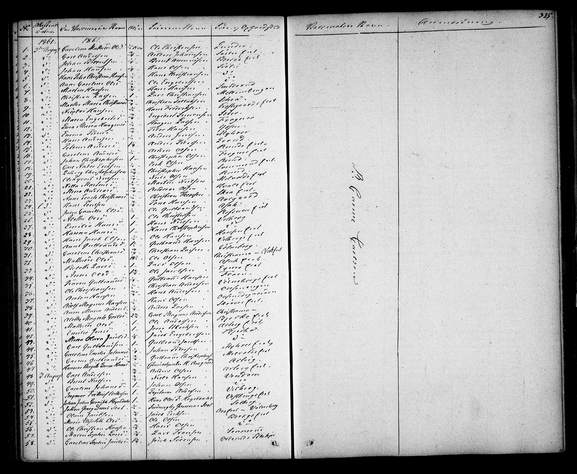 Sørum prestekontor Kirkebøker, AV/SAO-A-10303/F/Fa/L0005: Parish register (official) no. I 5, 1846-1863, p. 325