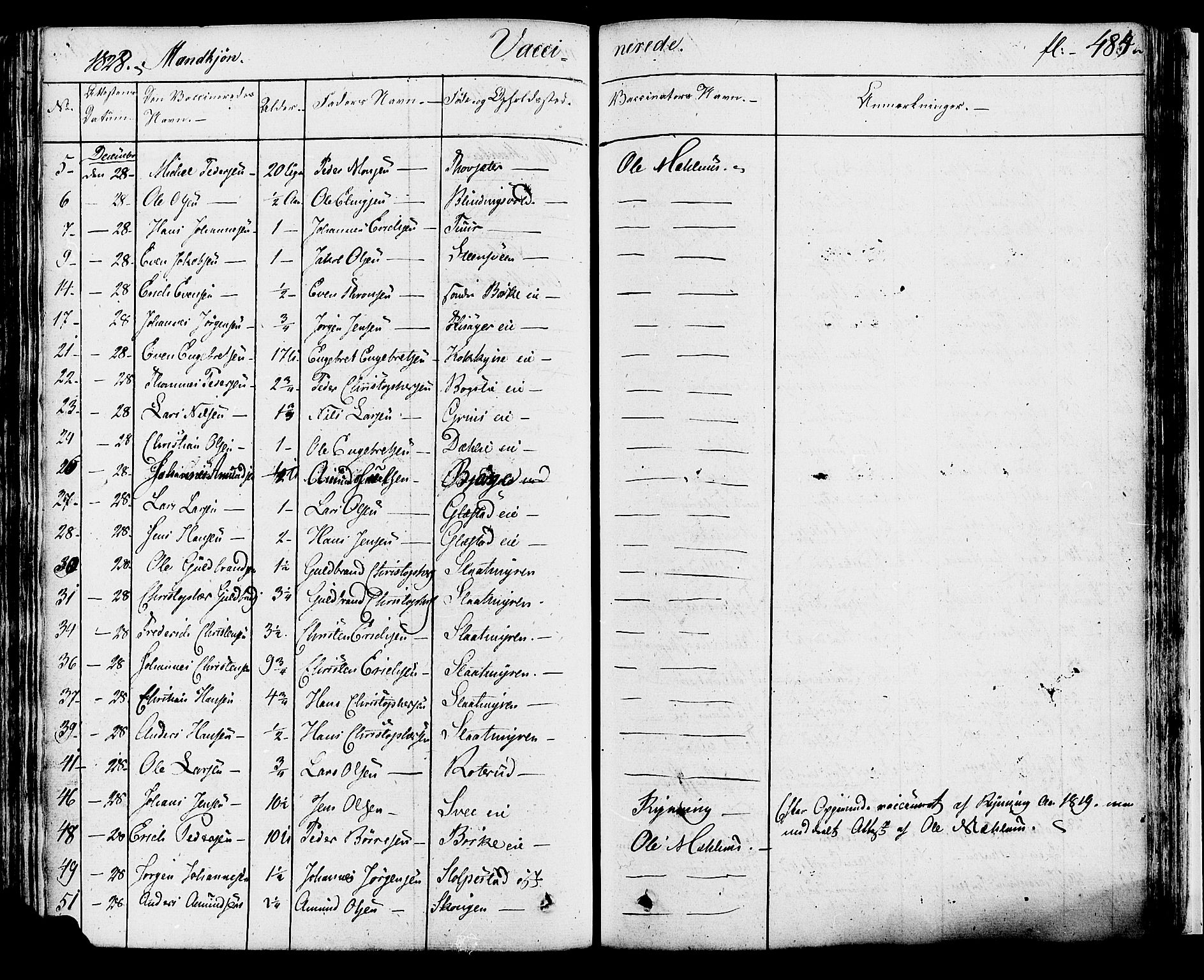 Ringsaker prestekontor, SAH/PREST-014/K/Ka/L0007: Parish register (official) no. 7B, 1826-1837, p. 484